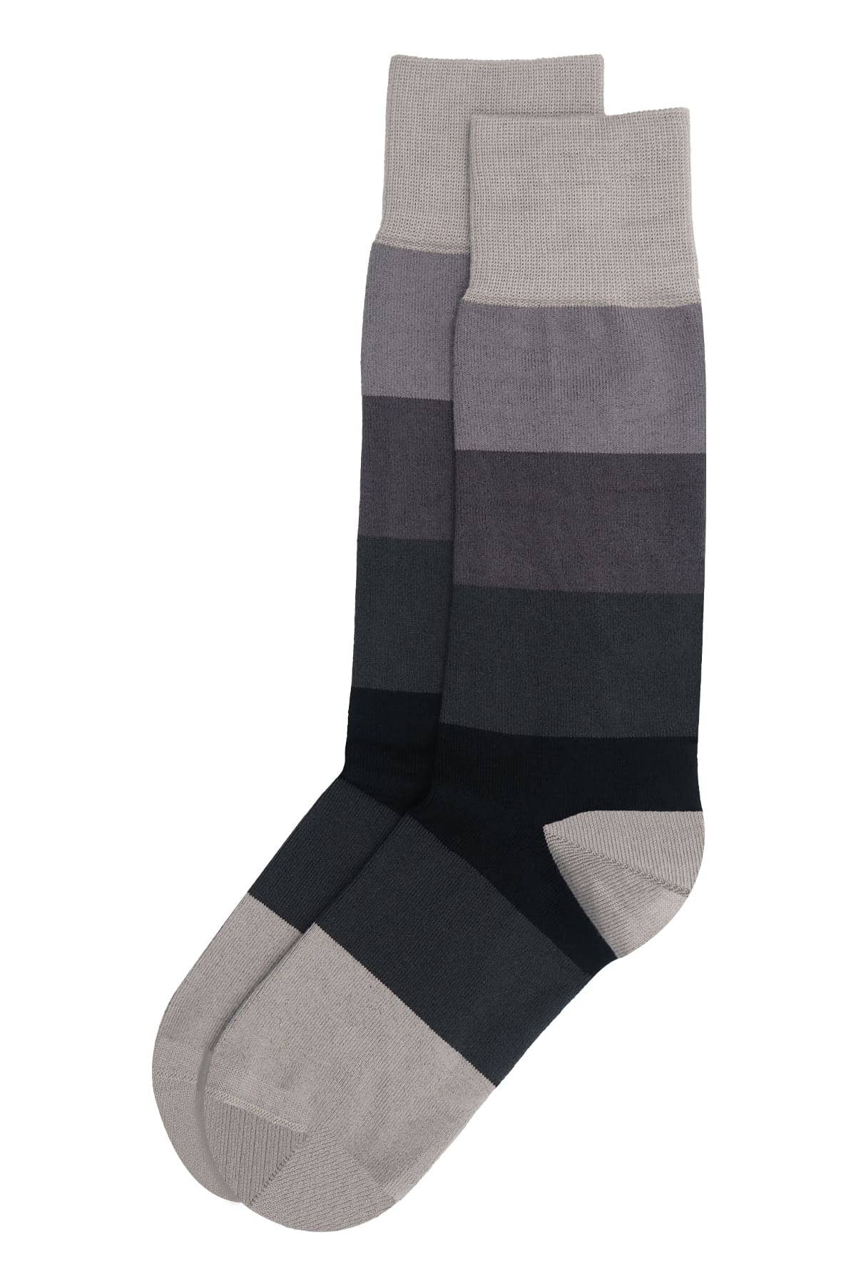 Block Stripe Grey Men's Luxury Socks