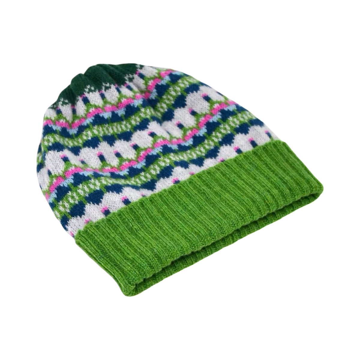 Green Land Lambswool Beanie Hat