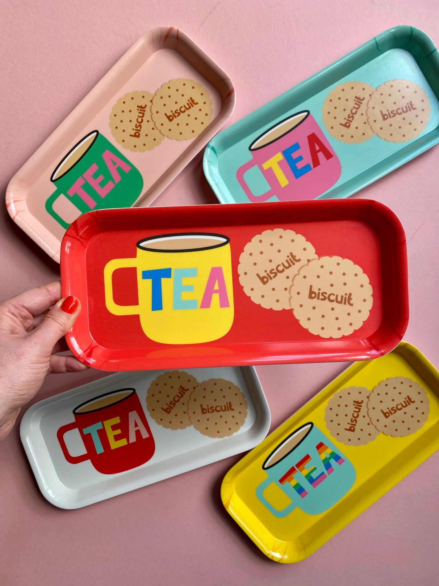 Tea and Biscuits Melamine Tray Red