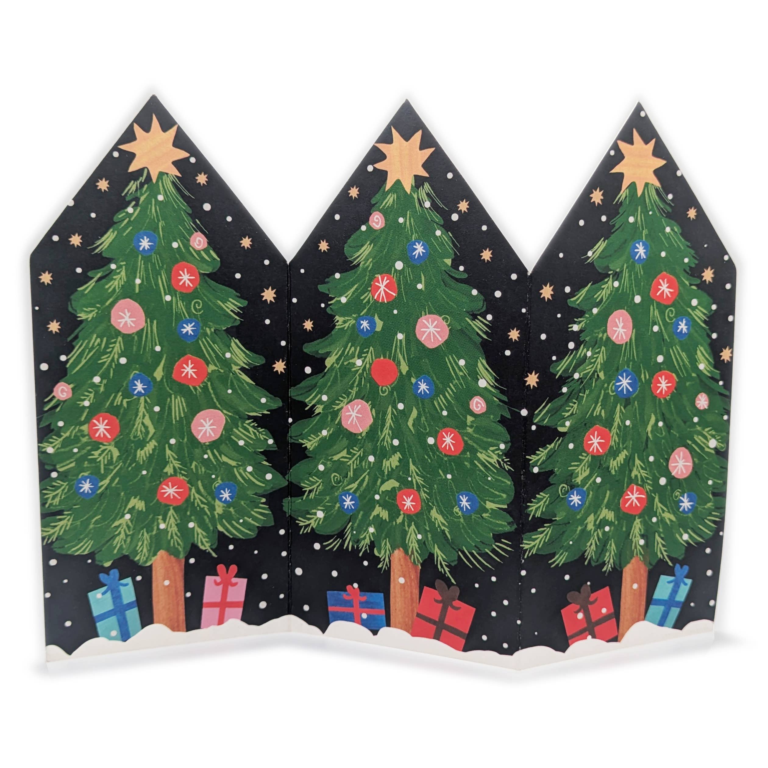 Christmas Trees Presents Concertina Card