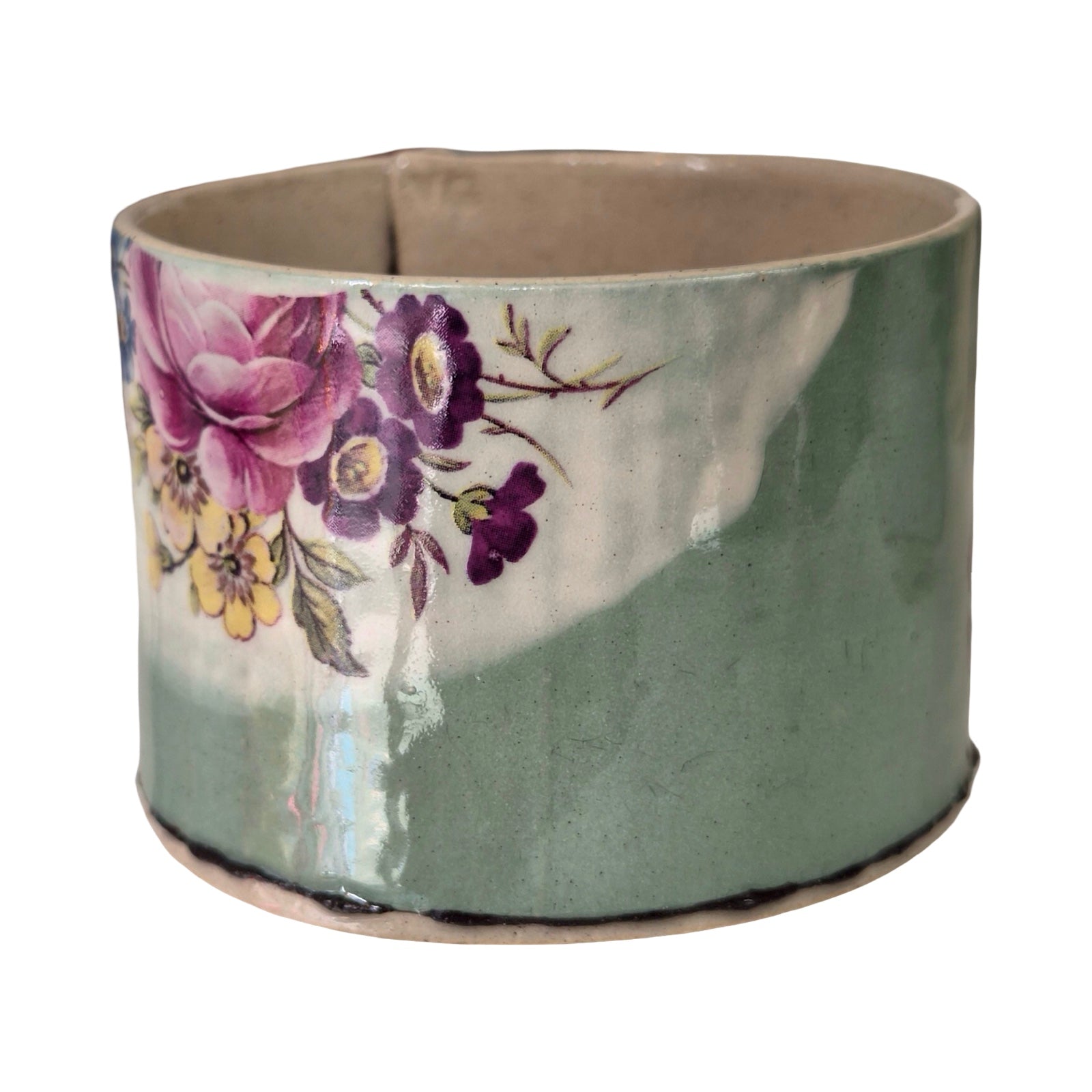 Green Floral Small Planter