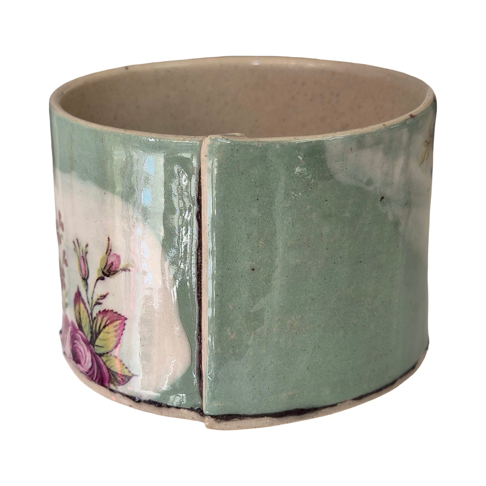 Green Floral Small Planter