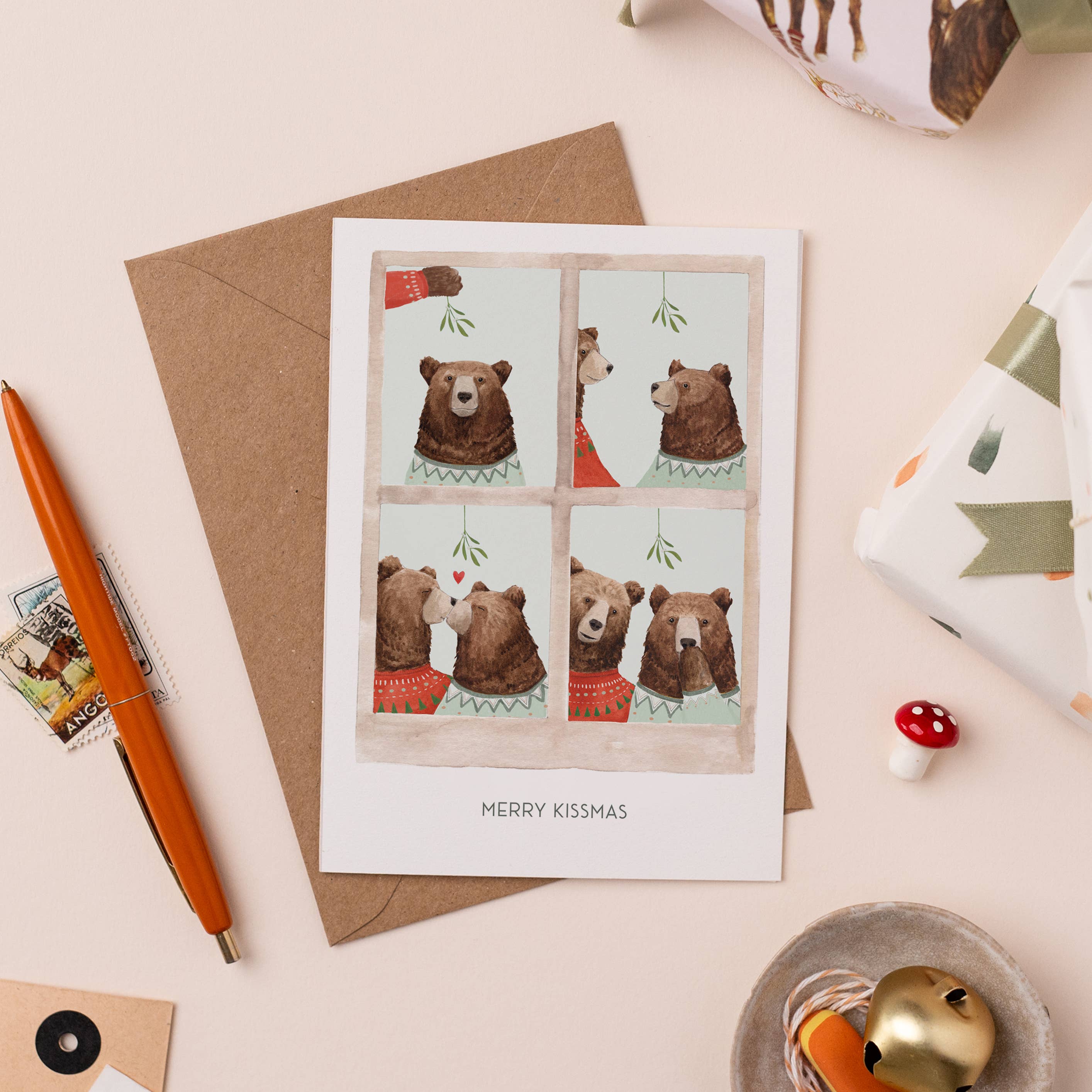 Merry Kissmas Christmas Card Pack