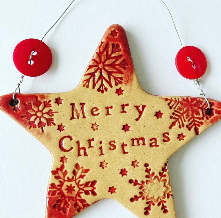 Merry Christmas Star Ceramic Decoration