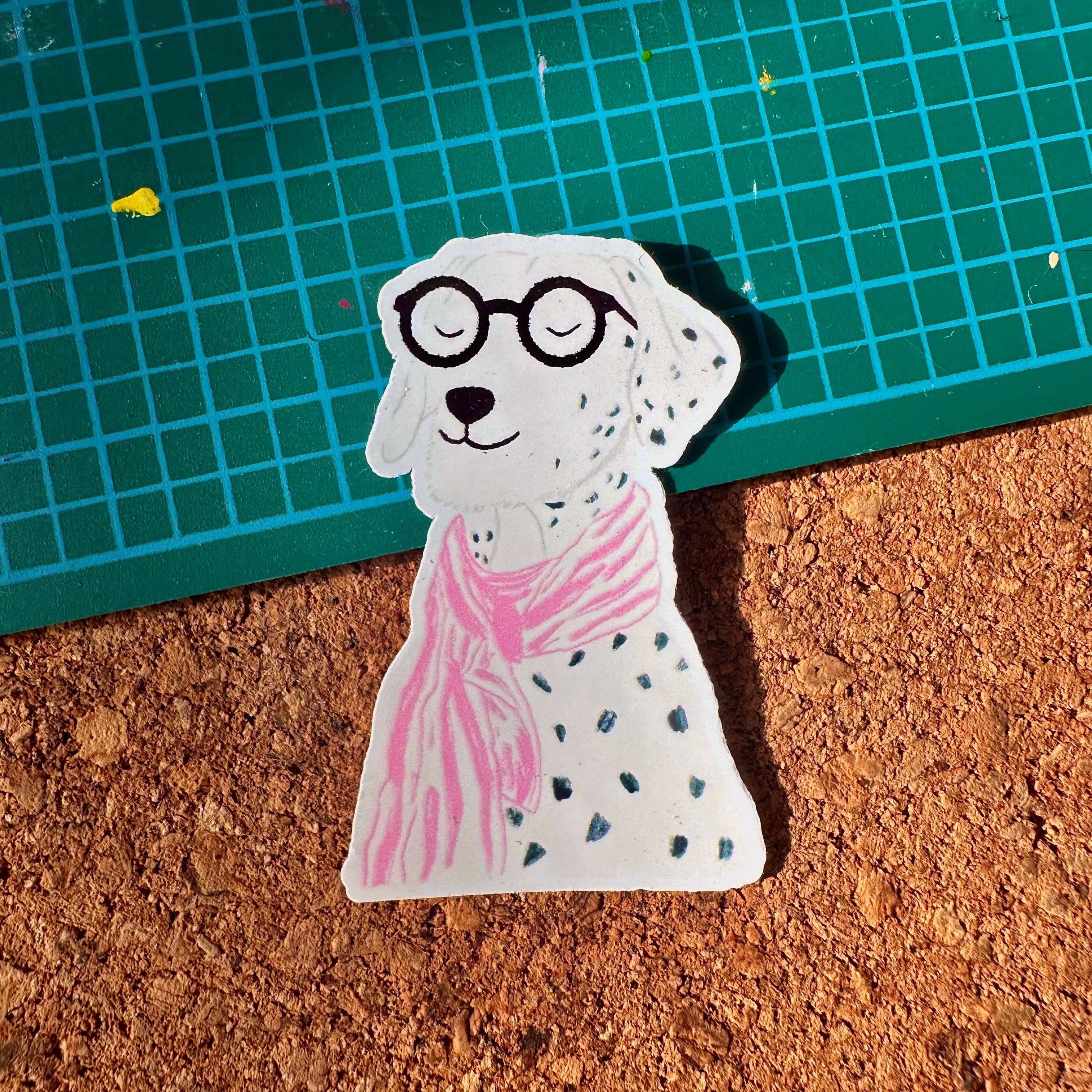 Dog in Glasses Sticker