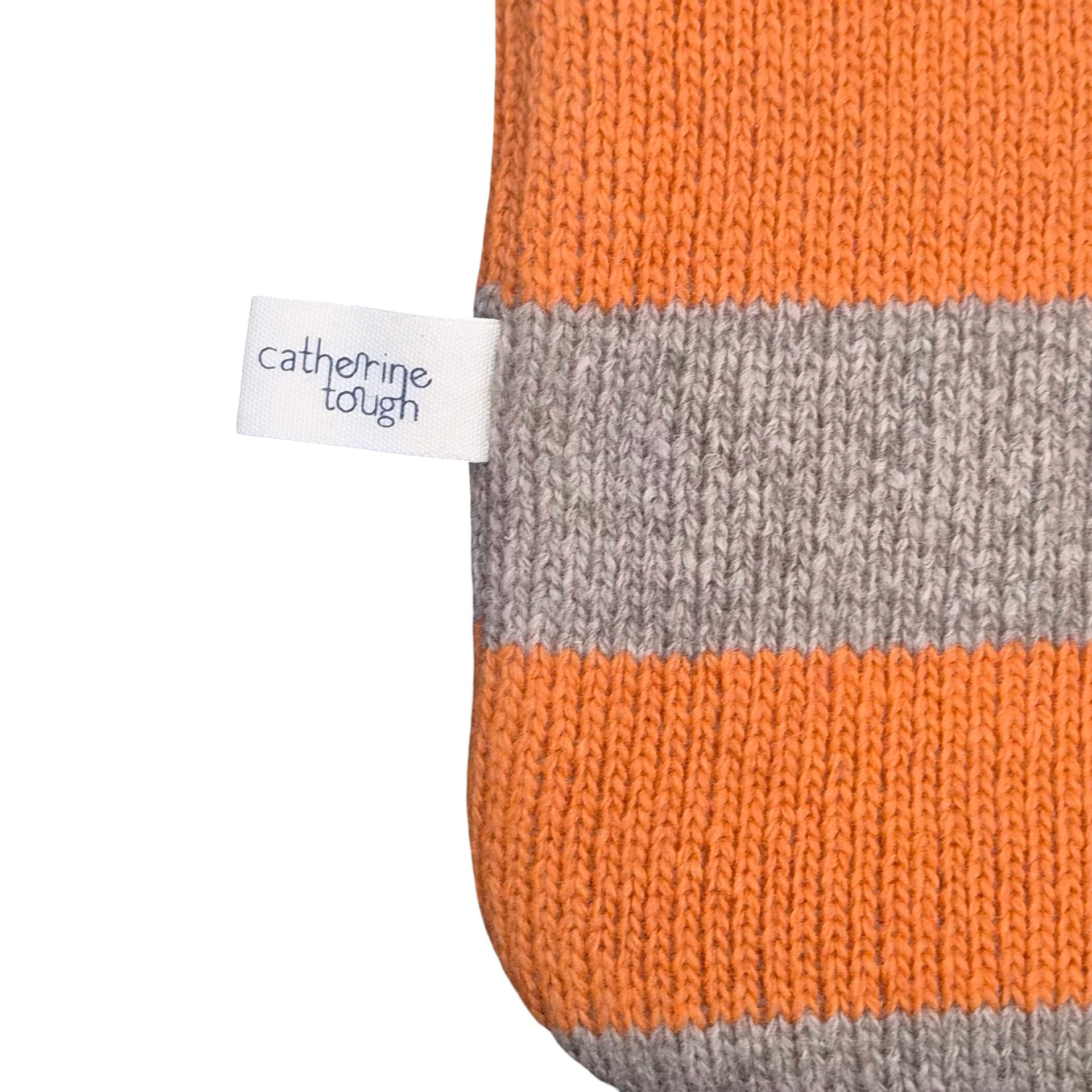 Peach and Mushroom Striped Lambswool Hot Water Bottle