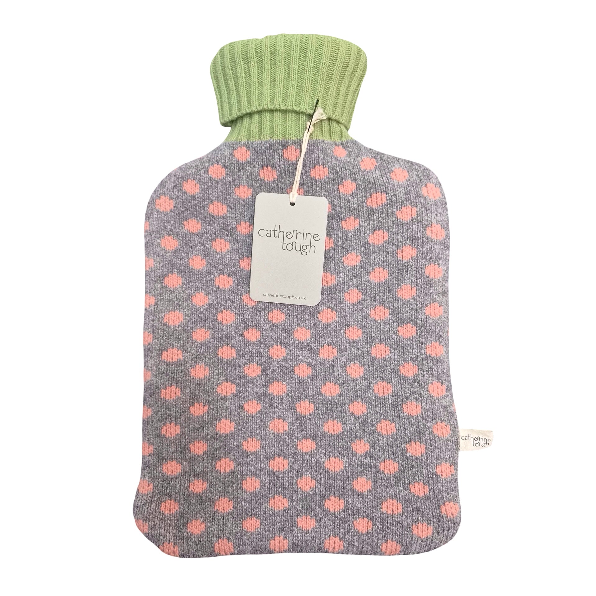 Grey Spotty Lambswool Hot Water Bottle