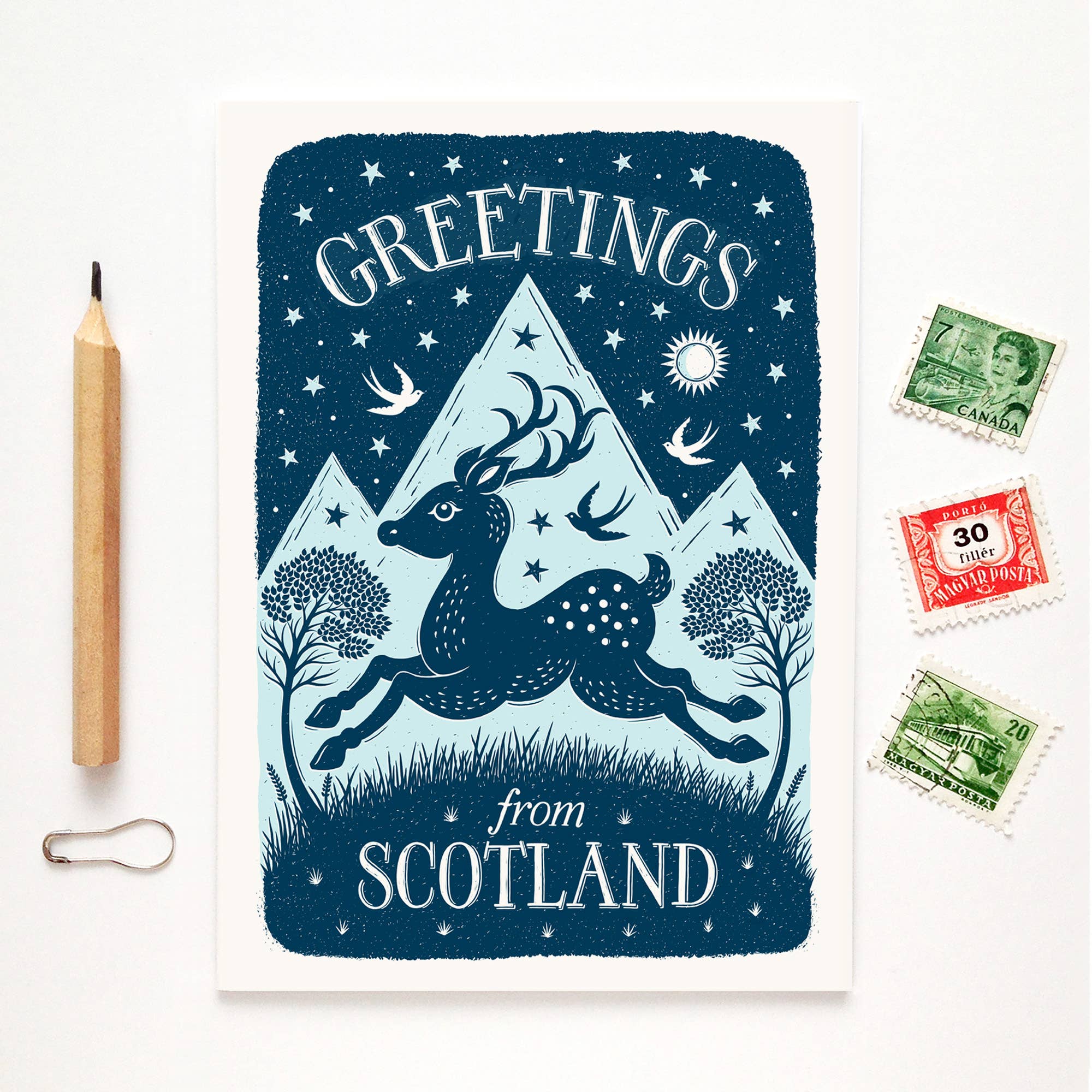 Greetings From Scotland Deer Card