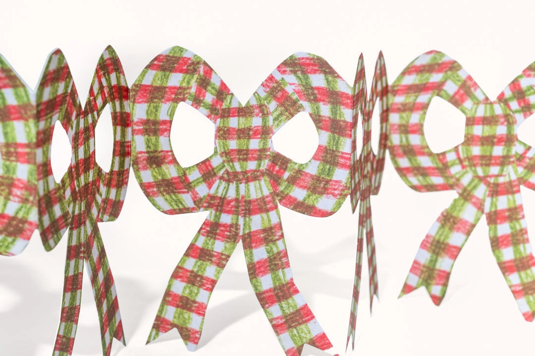 Pink Chequer Bow Concertina Card