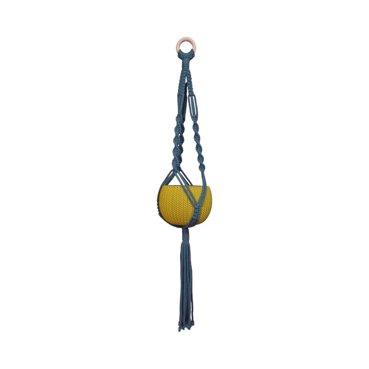 Teal Classic Macrame Plant Hanger
