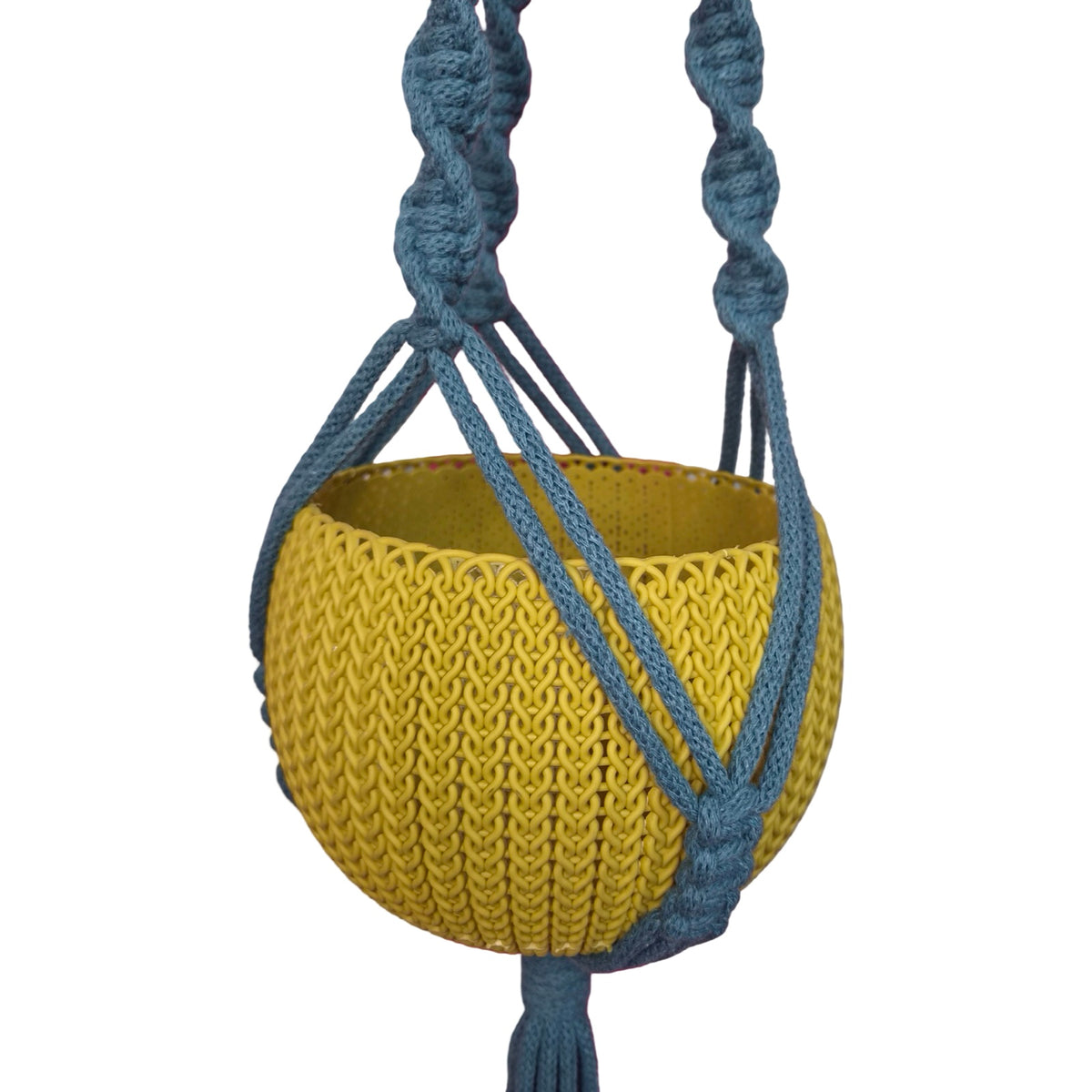 Teal Classic Macrame Plant Hanger