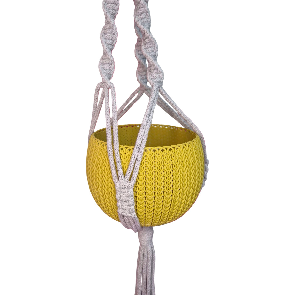 Grey Classic Macrame Plant Hanger