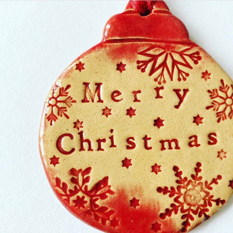 Merry Christmas Star Ceramic Decoration