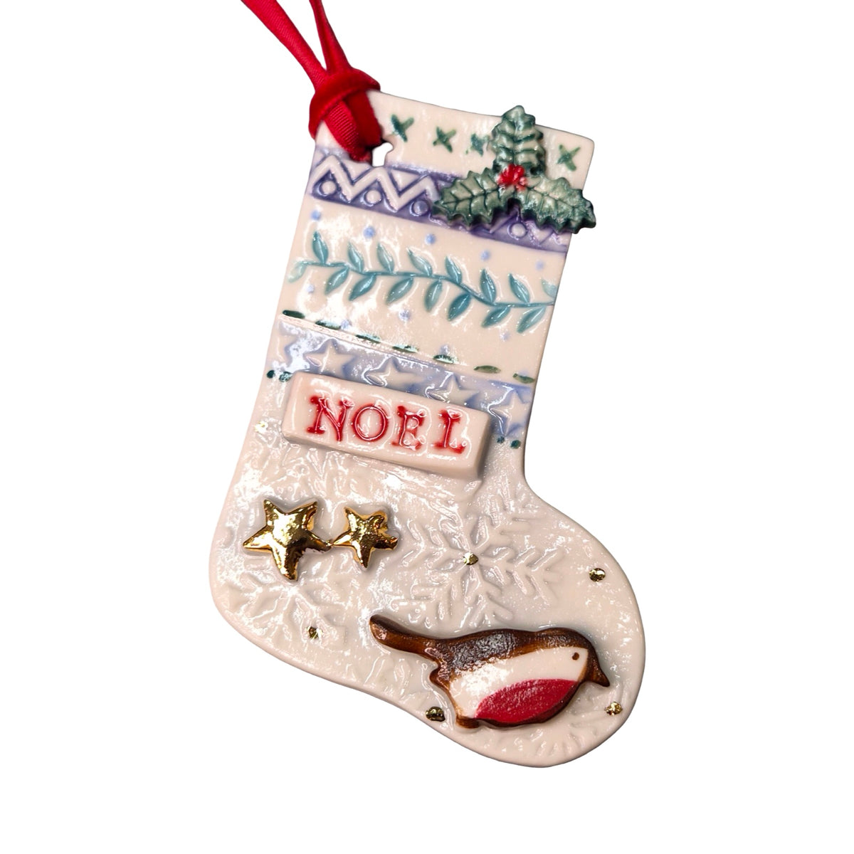 Christmas Stocking Porcelain Decoration