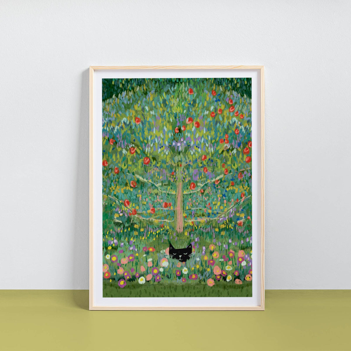 Cat Hiding in an Apple Tree Print