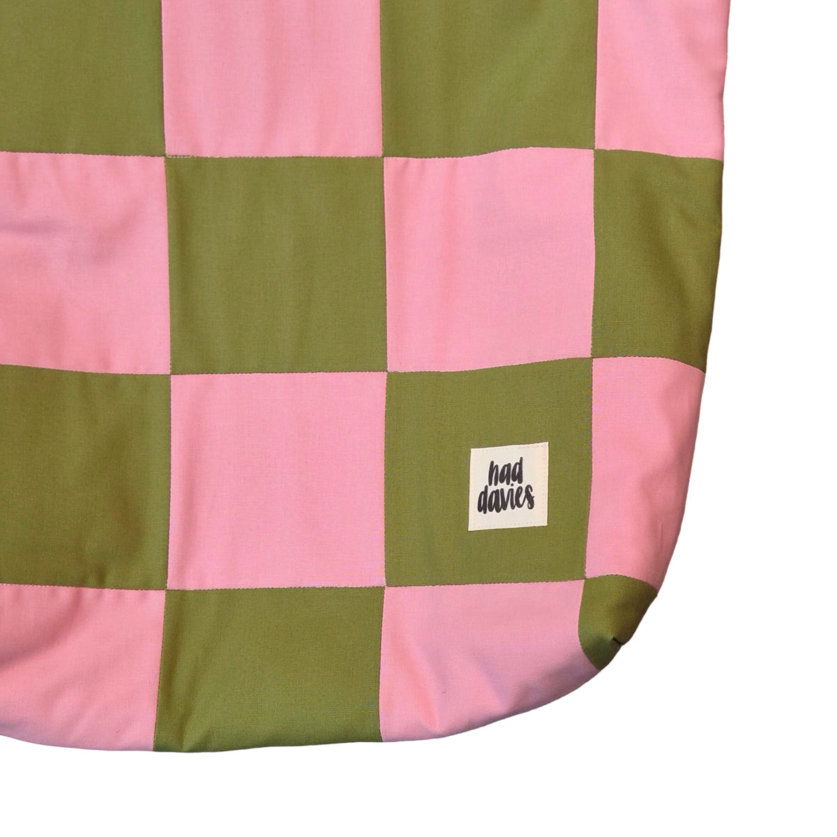 Green and Pink Checked Tote Bag