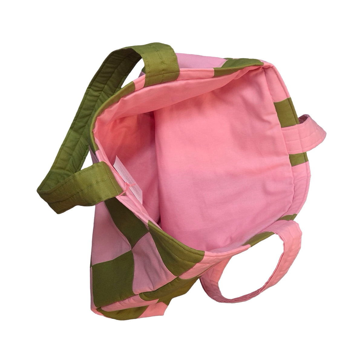 Green and Pink Checked Tote Bag