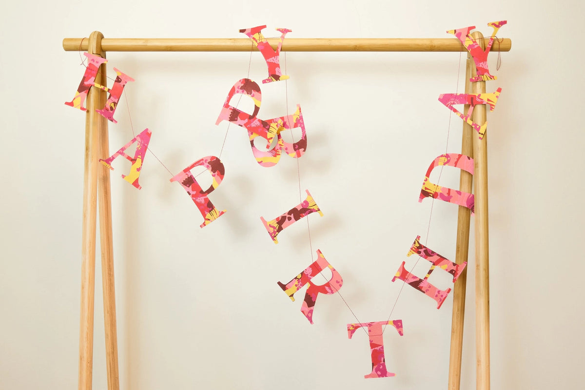 Happy Birthday Paper Garland Red