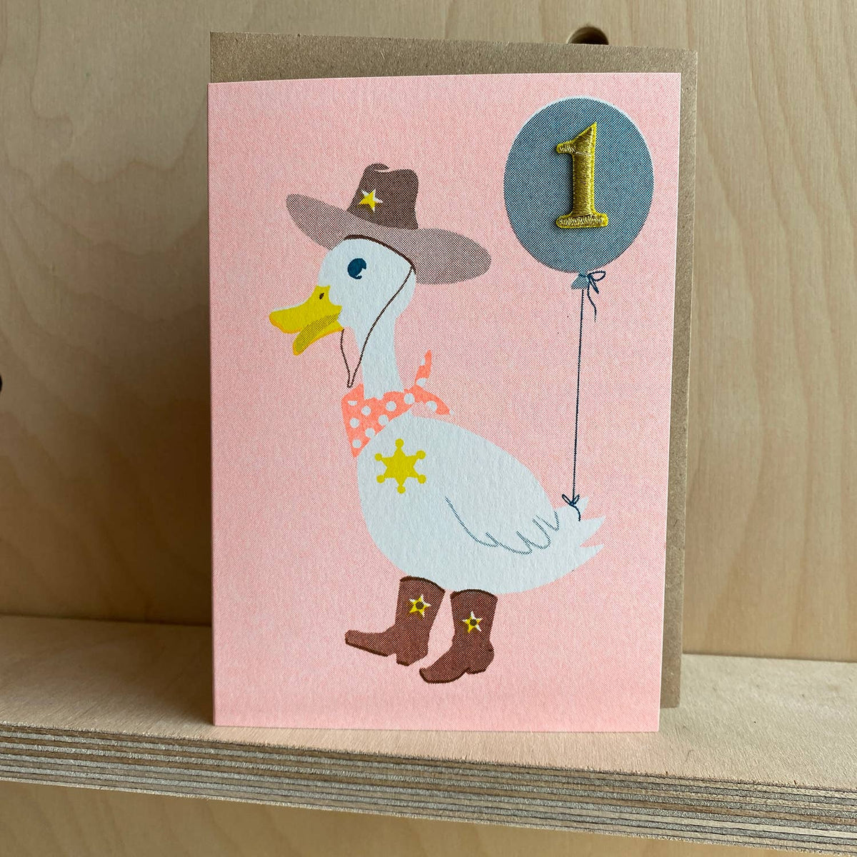 1st Birthday Card Cowboy Duck