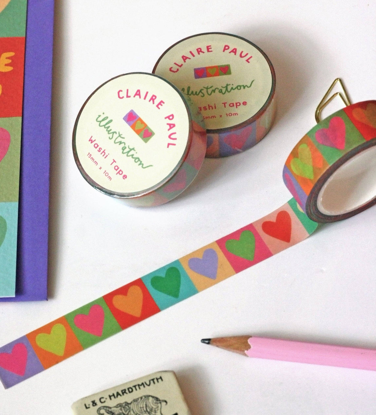 Rainbow Love Hearts Washi Tape