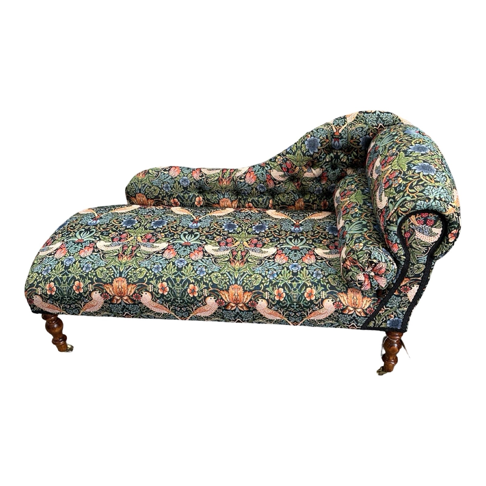 Strawberry Thief Dark Green Chaise Lounge