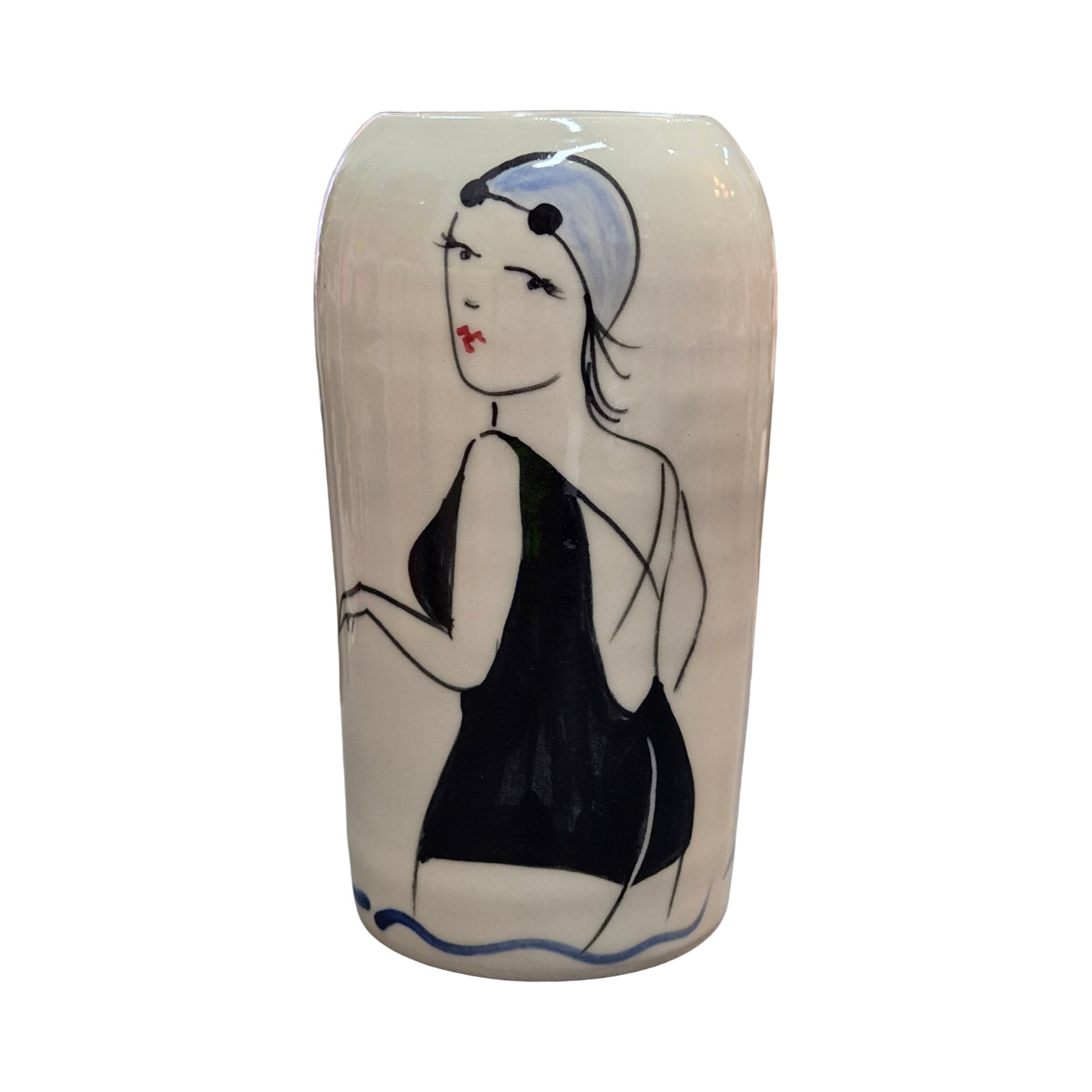 Swimmer Ceramic Vase Black