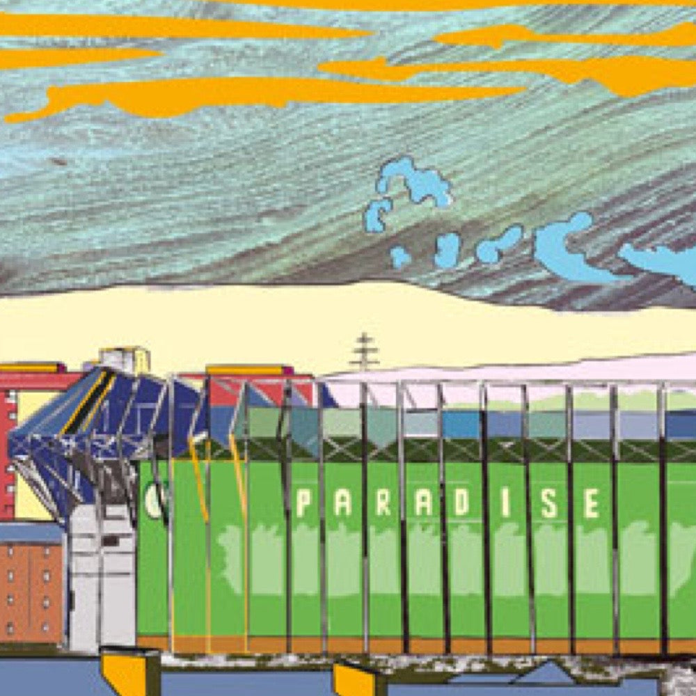 'Paradise City' - This is a panoramic print in a 20x10inch Mount illustrating the Celtic Park Stadium, Glasgow, Scotland.
