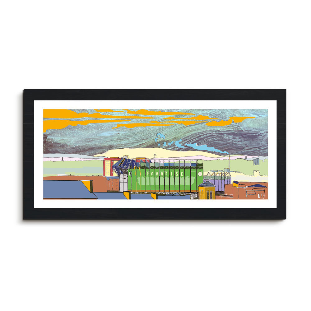 'Paradise City' - This is a panoramic print in a 20x10inch Mount illustrating the Celtic Park Stadium, Glasgow, Scotland