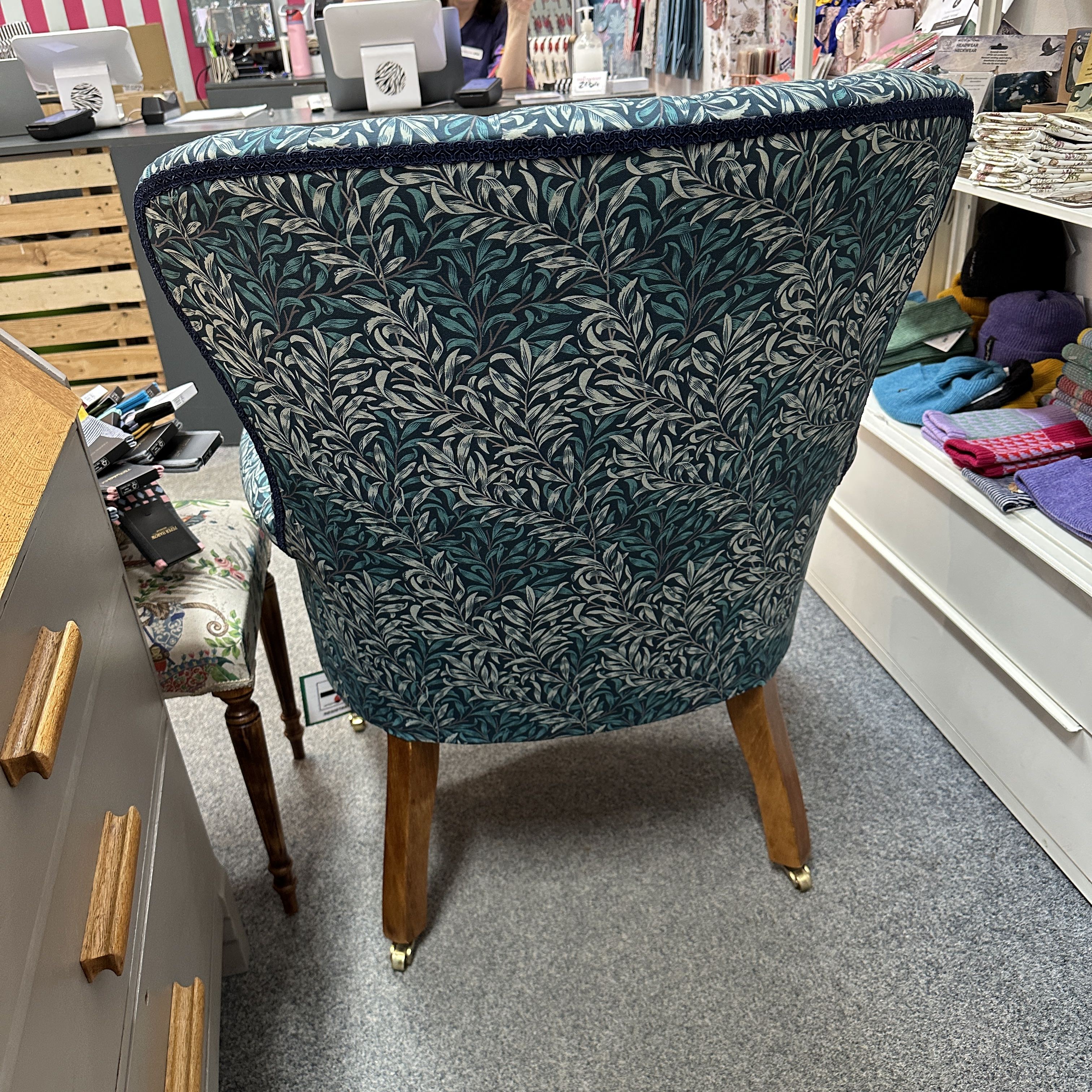 Teal and Cream Leaves Armchair