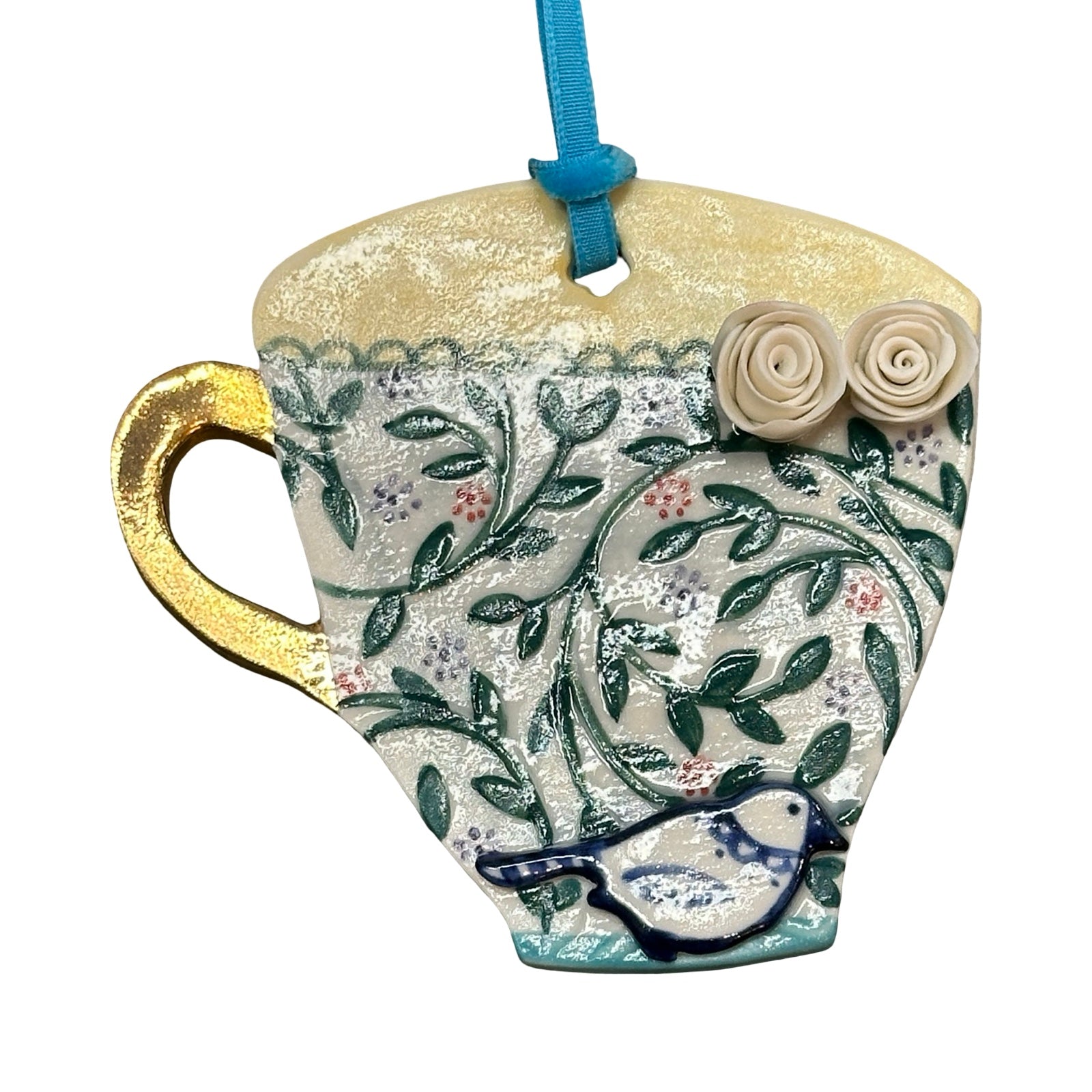 Bird Vine Porcelain Tea Cup Decoration