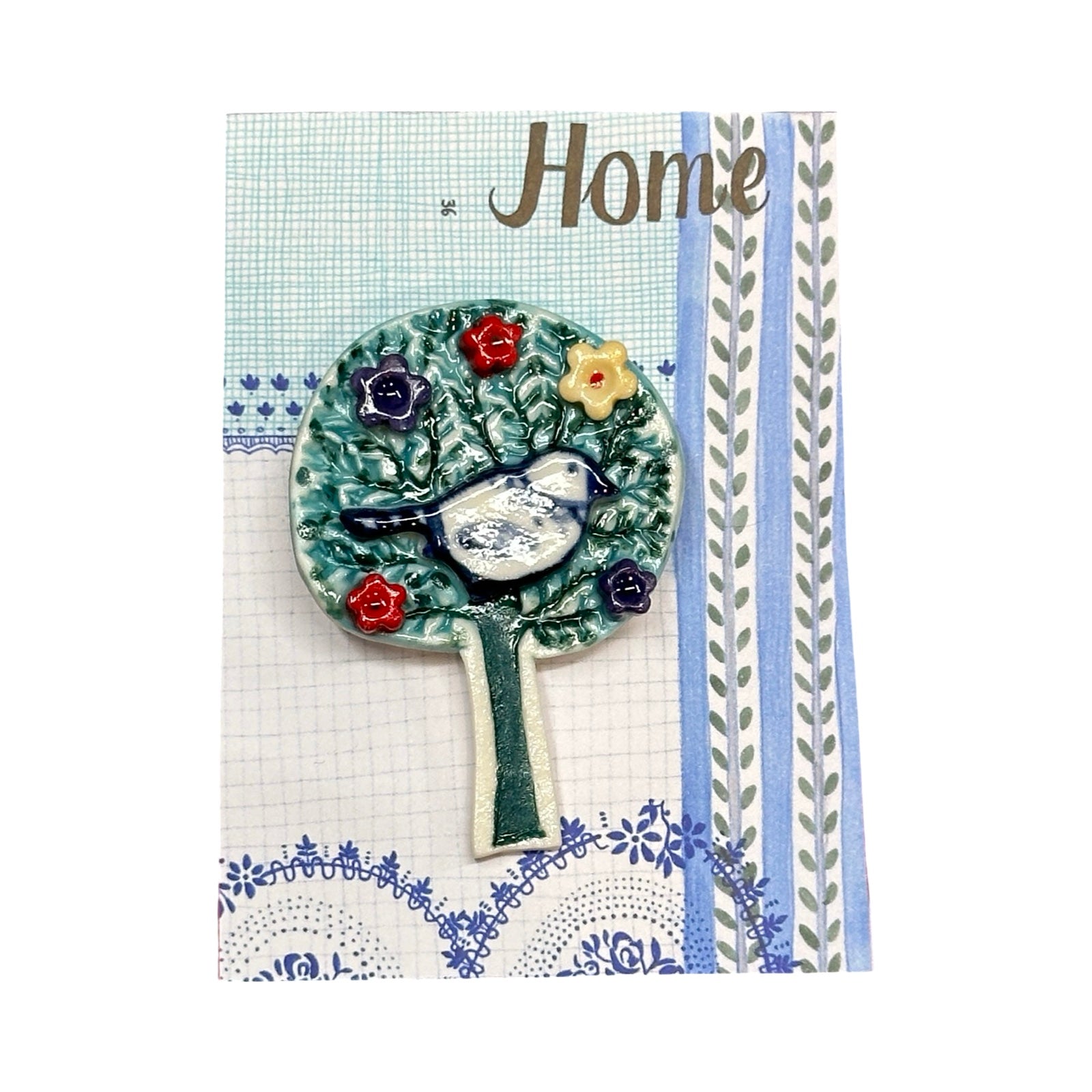 Bird Tree Porcelain Brooch