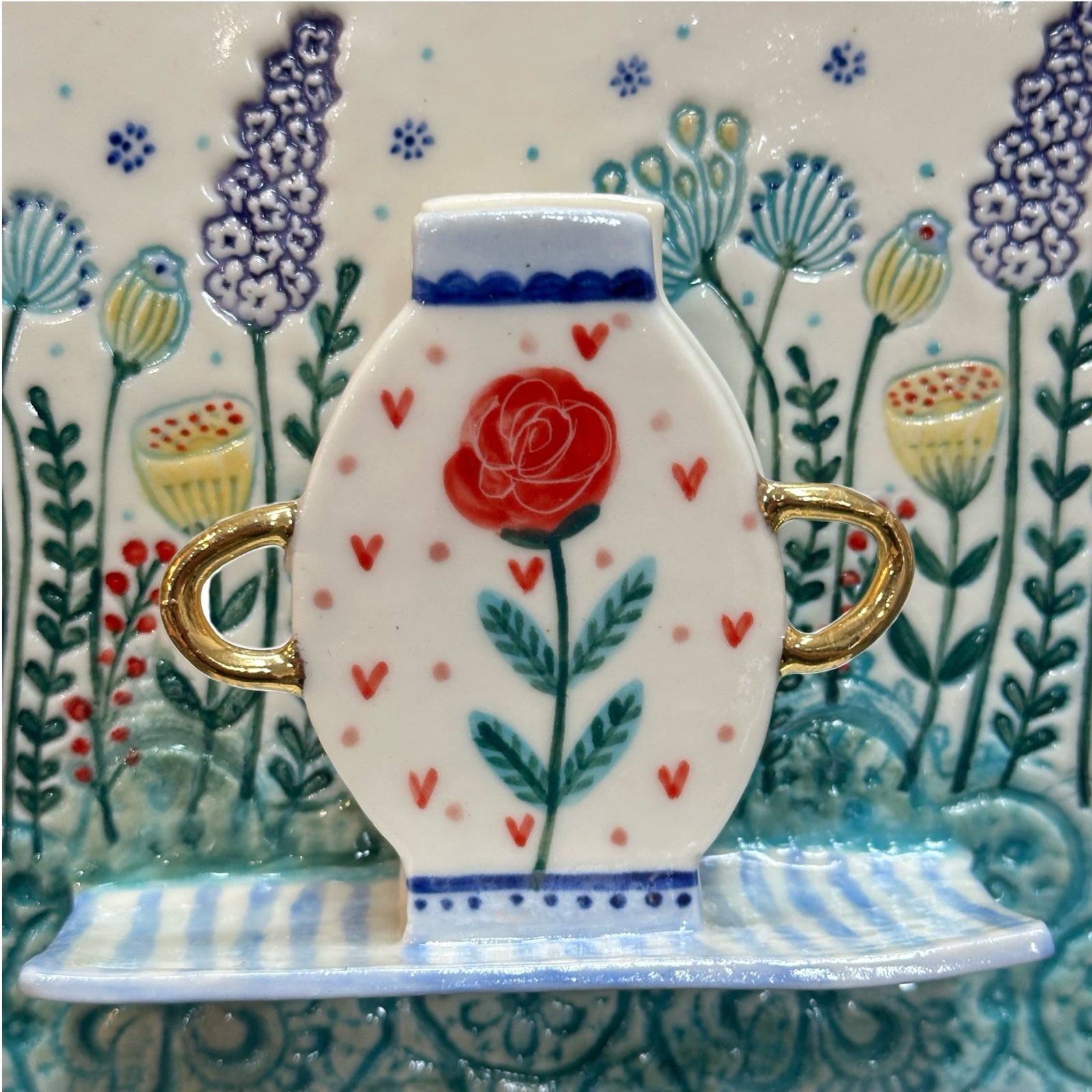 Floral Wall Shelf and Vase
