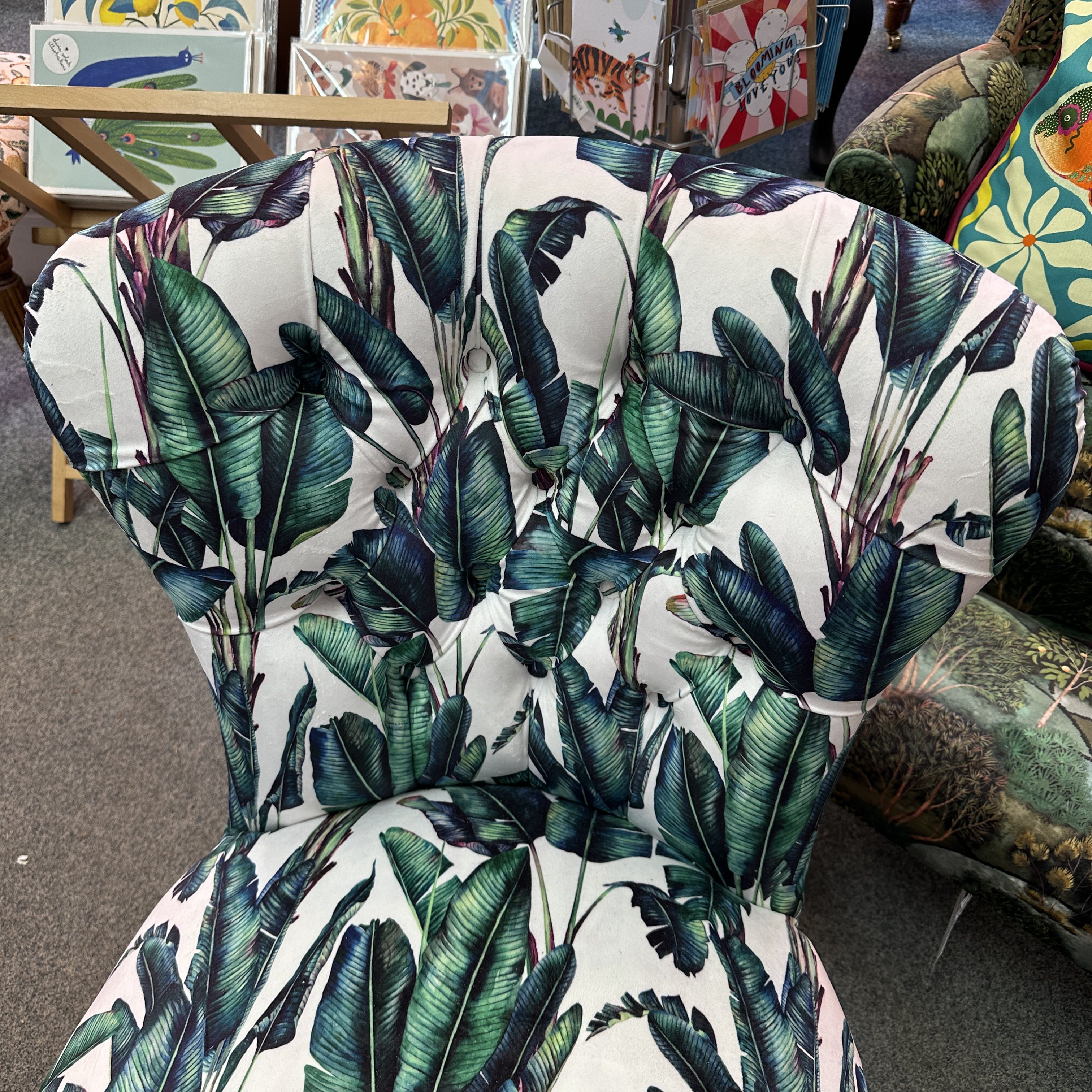 Fern Leaves Velvet Occasional Chair