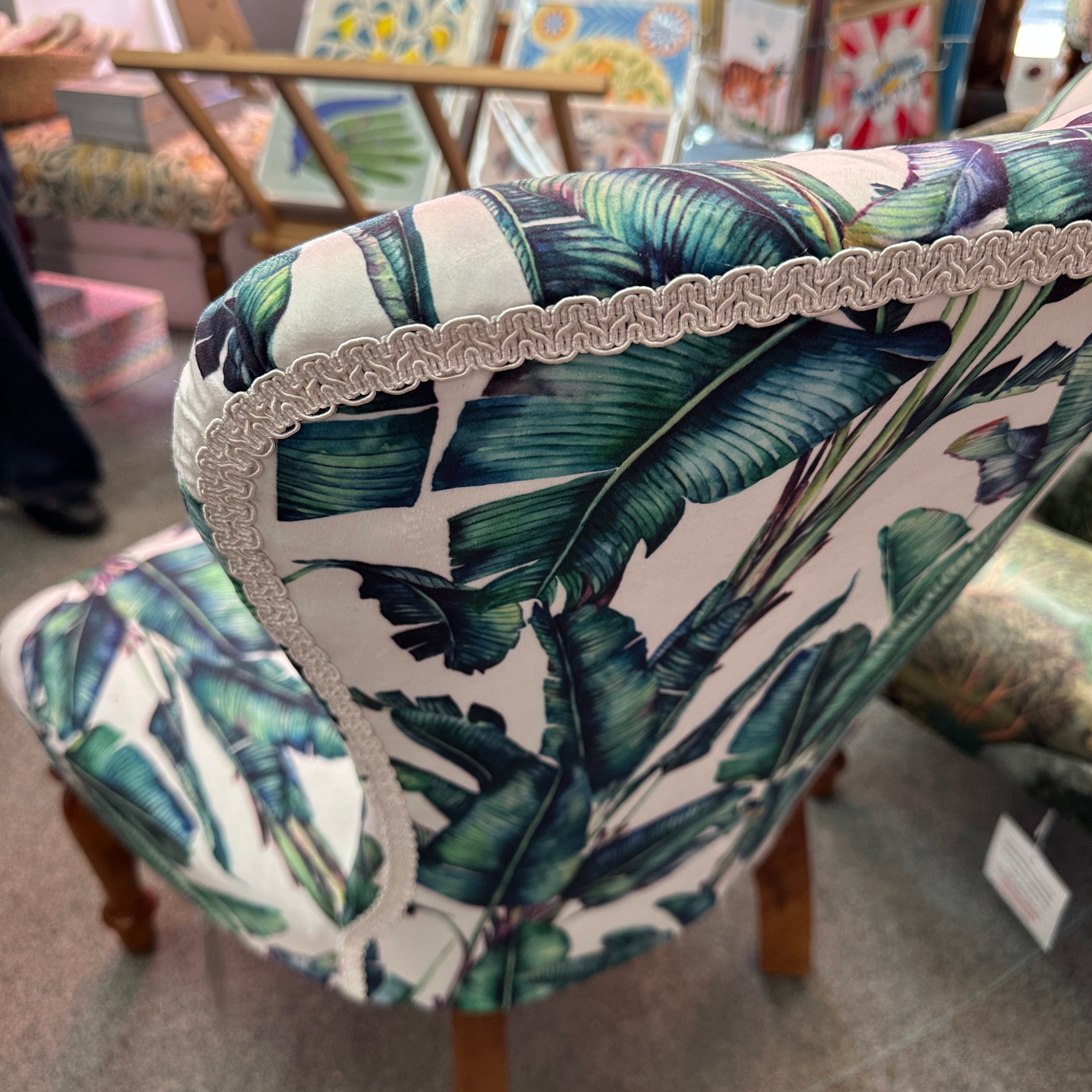 Fern Leaves Velvet Occasional Chair