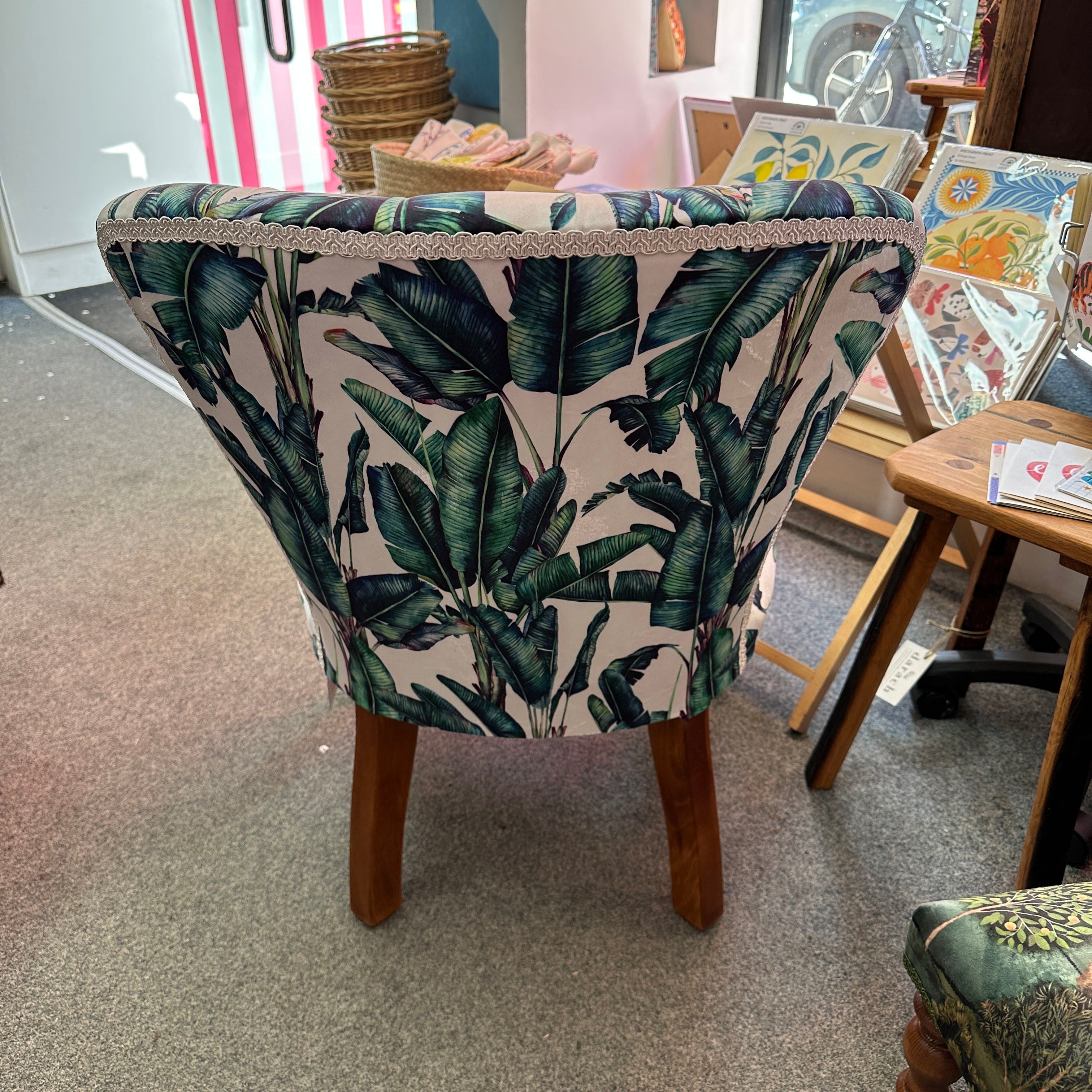 Fern Leaves Velvet Occasional Chair