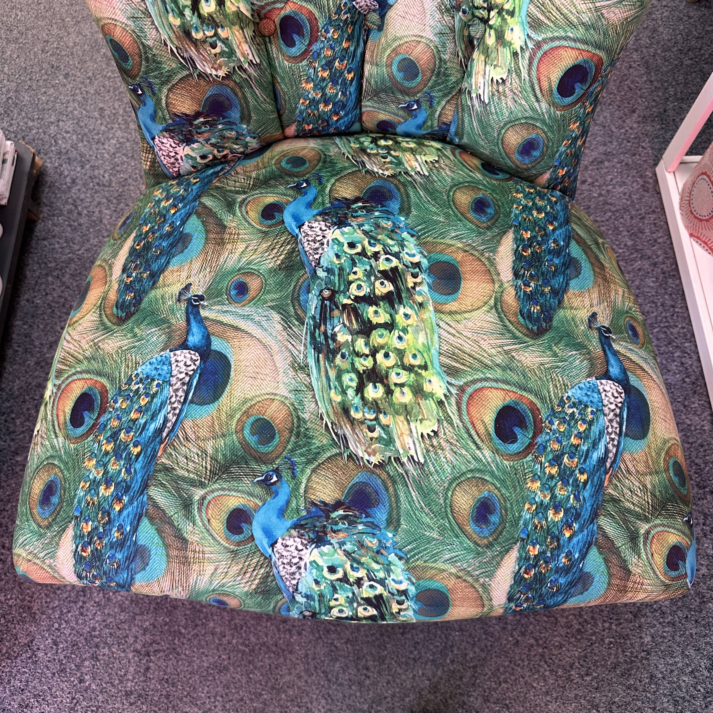 Green Peacock Velvet Occasional Chair