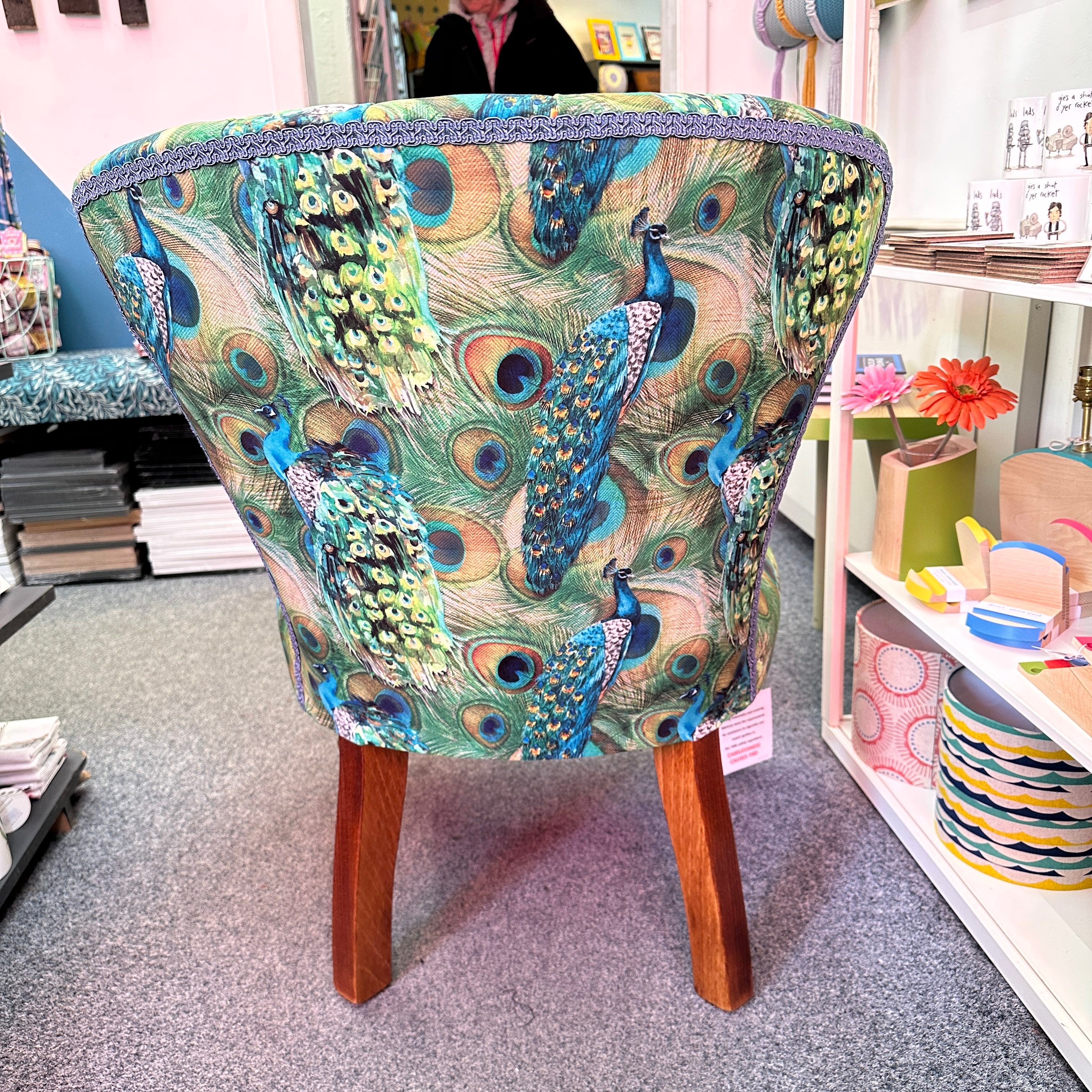 Green Peacock Velvet Occasional Chair