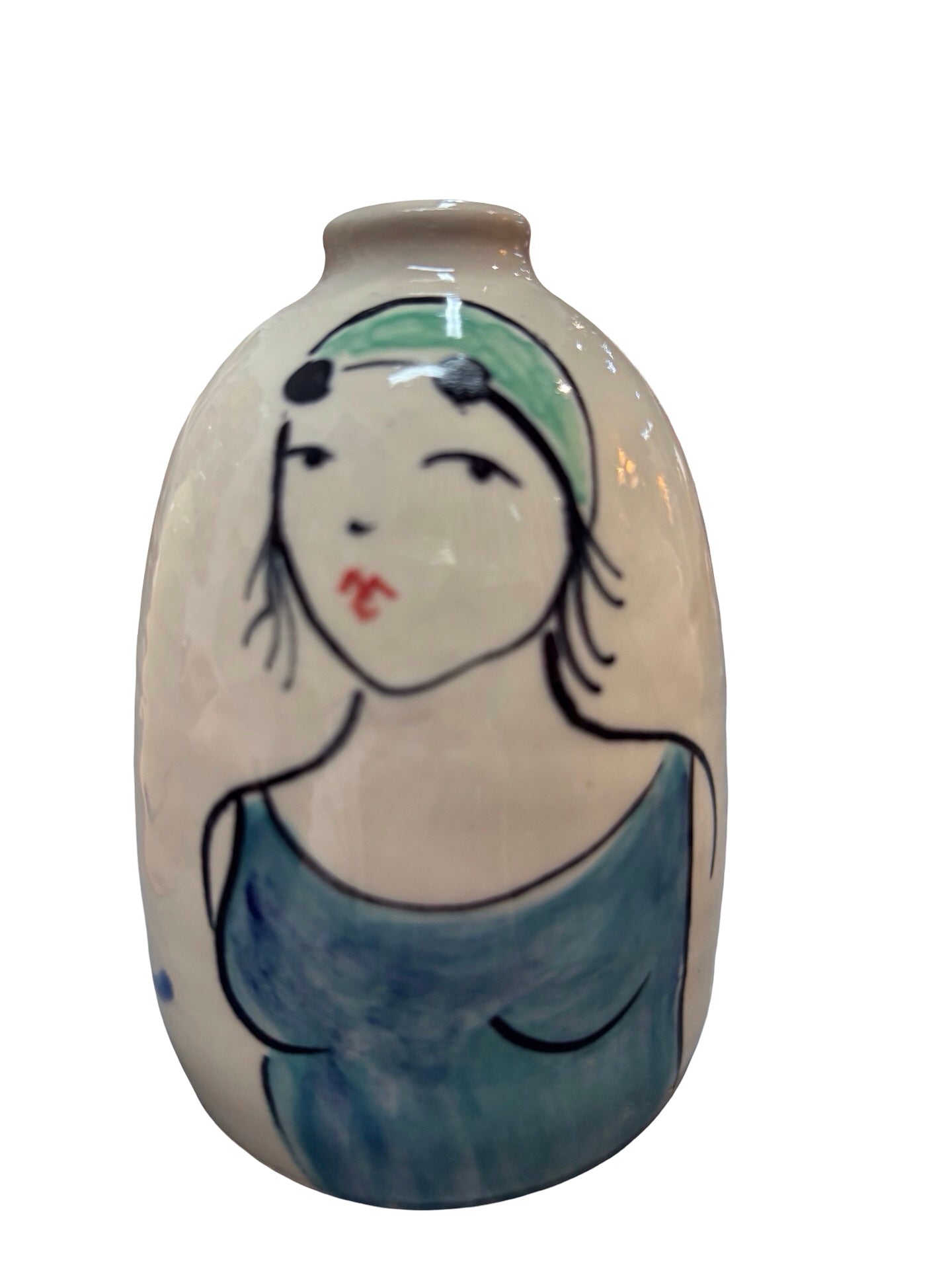 Swimmer Ceramic Bud Vase Blue