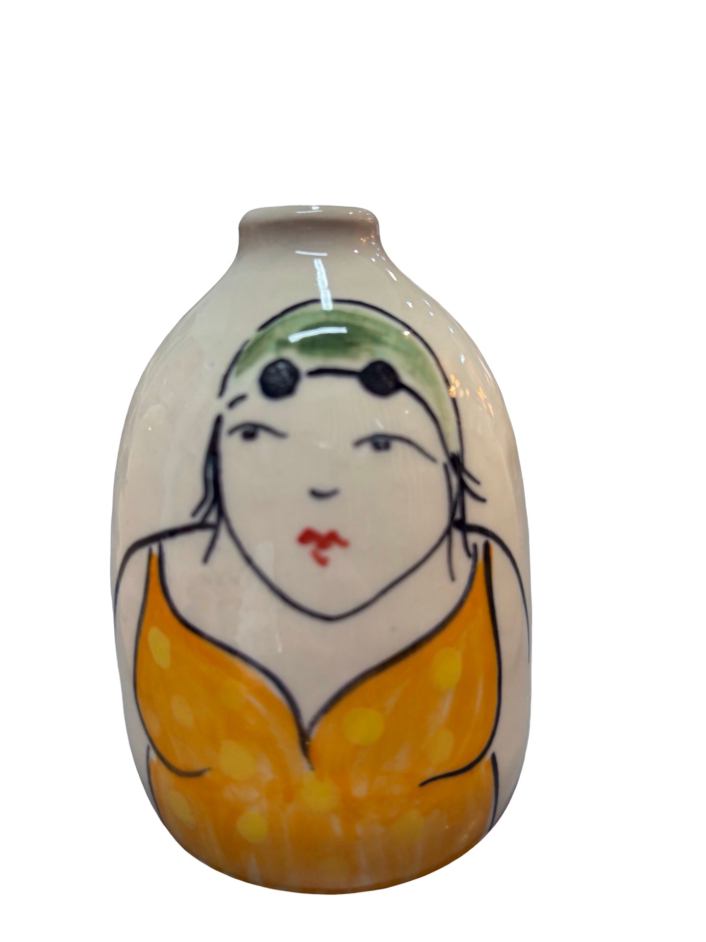 Swimmer Ceramic Bud Vase Yellow