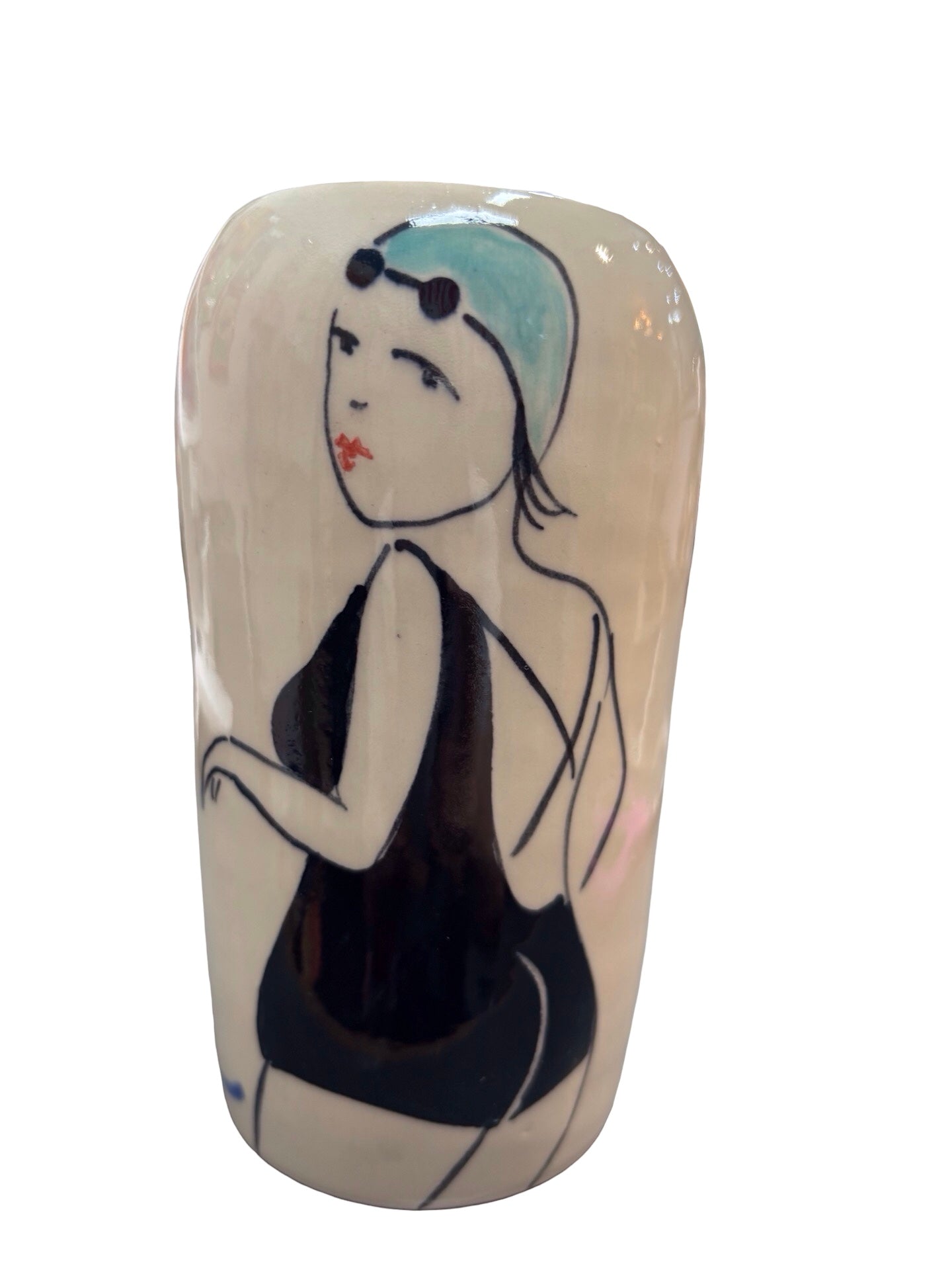 Swimmer Ceramic Vase Black