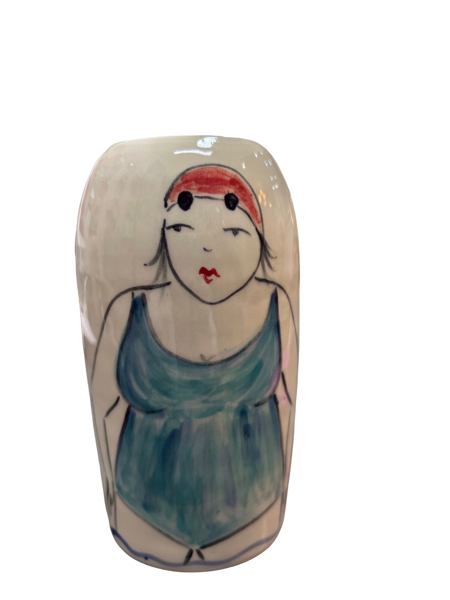 Swimmer Ceramic Vase Blue