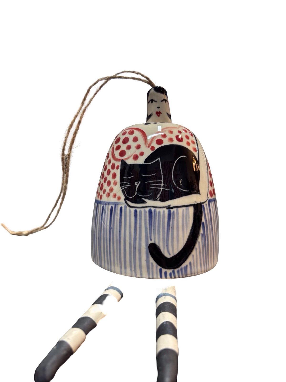Cat Lady Red Ceramic Bell