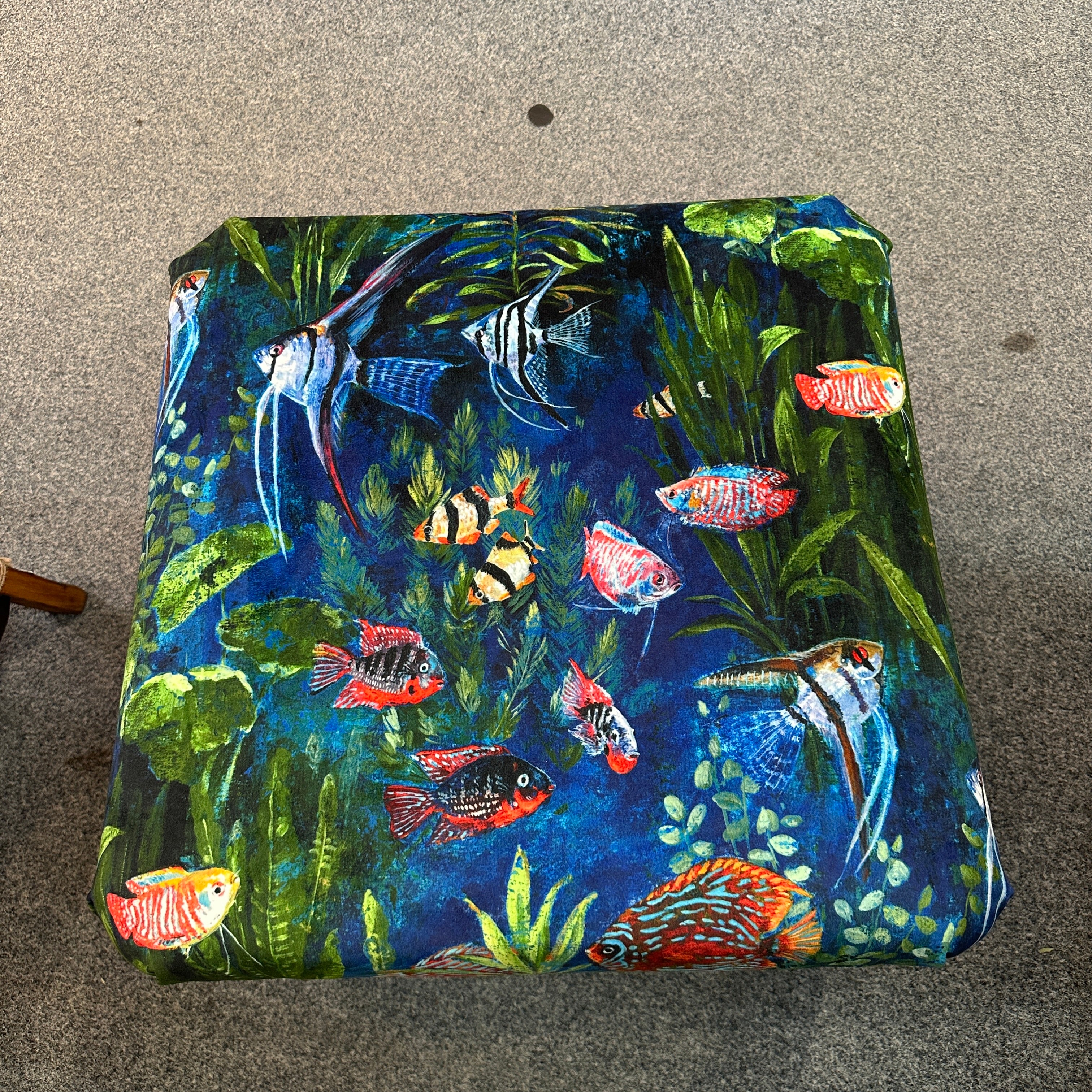 Reupholstered Velvet Footstool