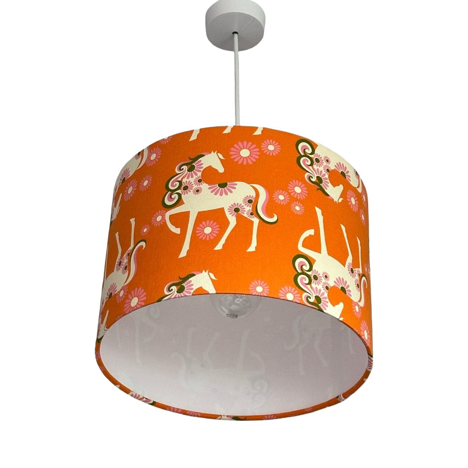 Carousel Horses Drum Lampshade Orange