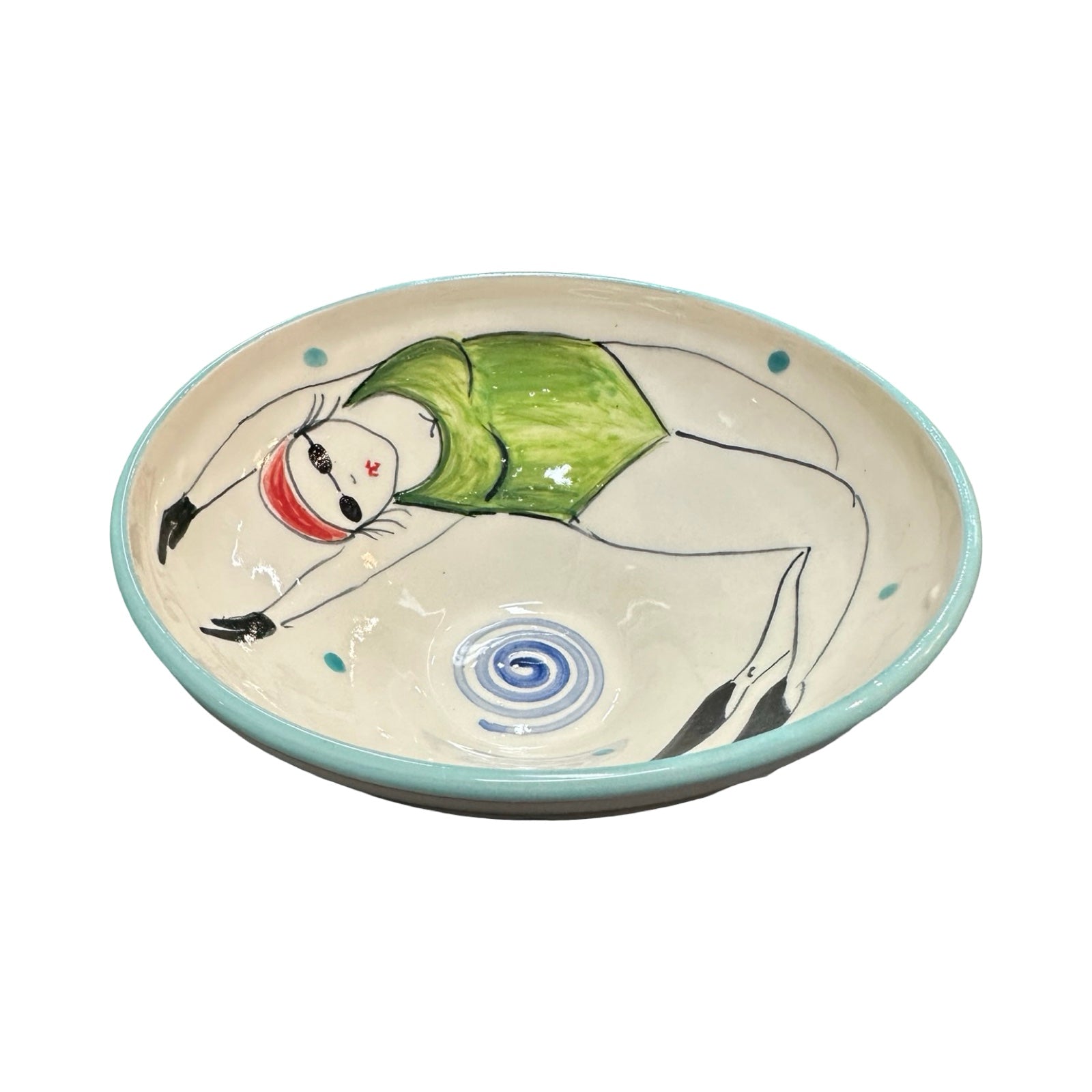 Swimmer Ceramic Cereal Bowl Green