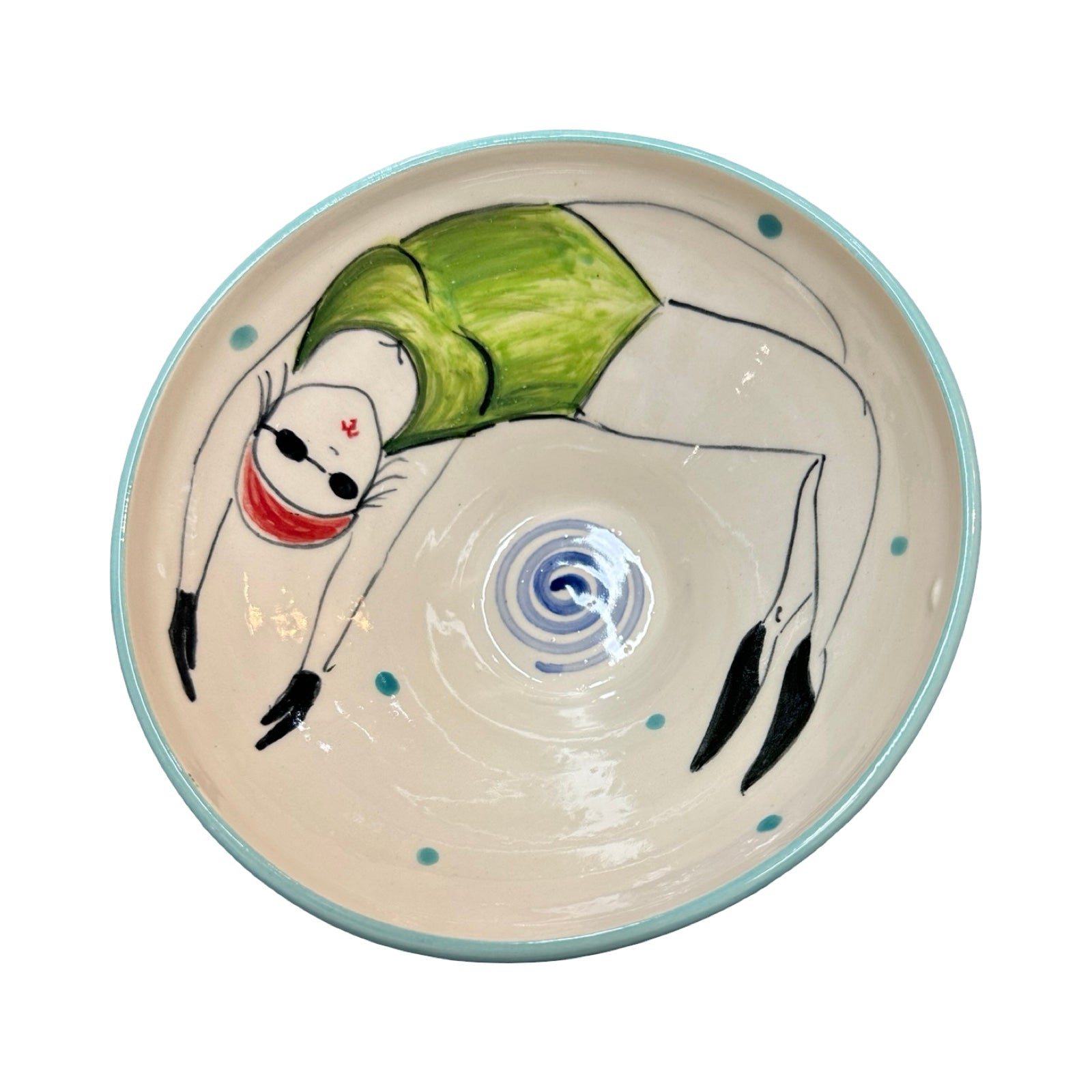 Swimmer Ceramic Cereal Bowl Green