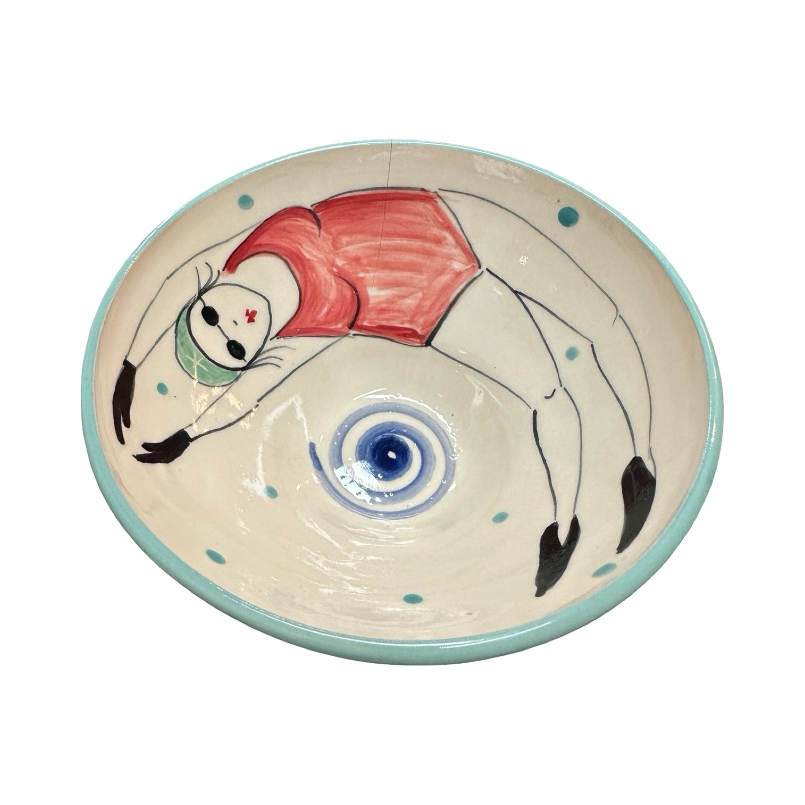 Swimmer Ceramic Cereal Bowl Red