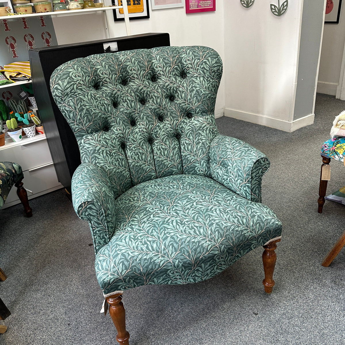 Green and Teal Leaves Armchair