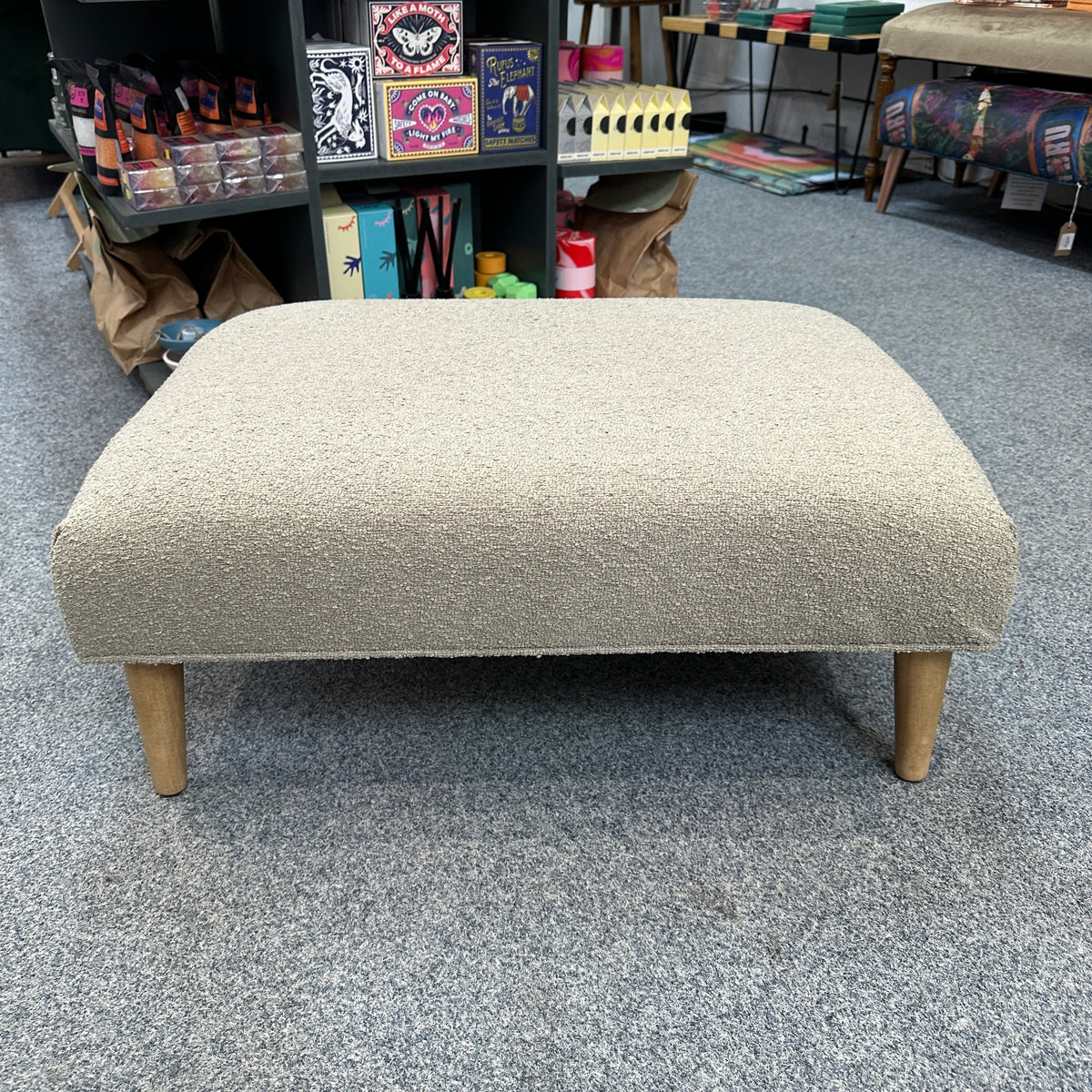Beige Boucle Footstool