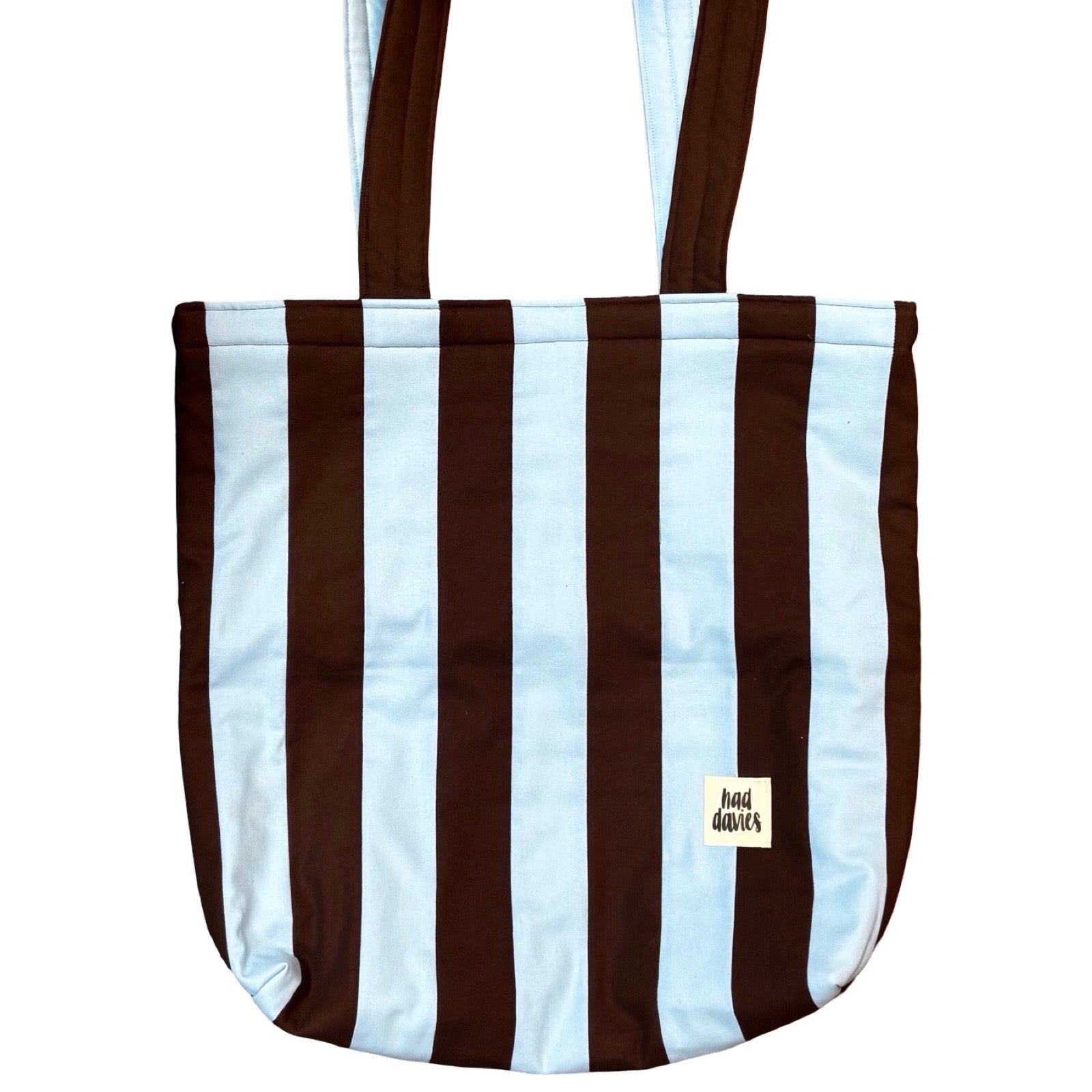 Blue and Brown Stripe Tote Bag